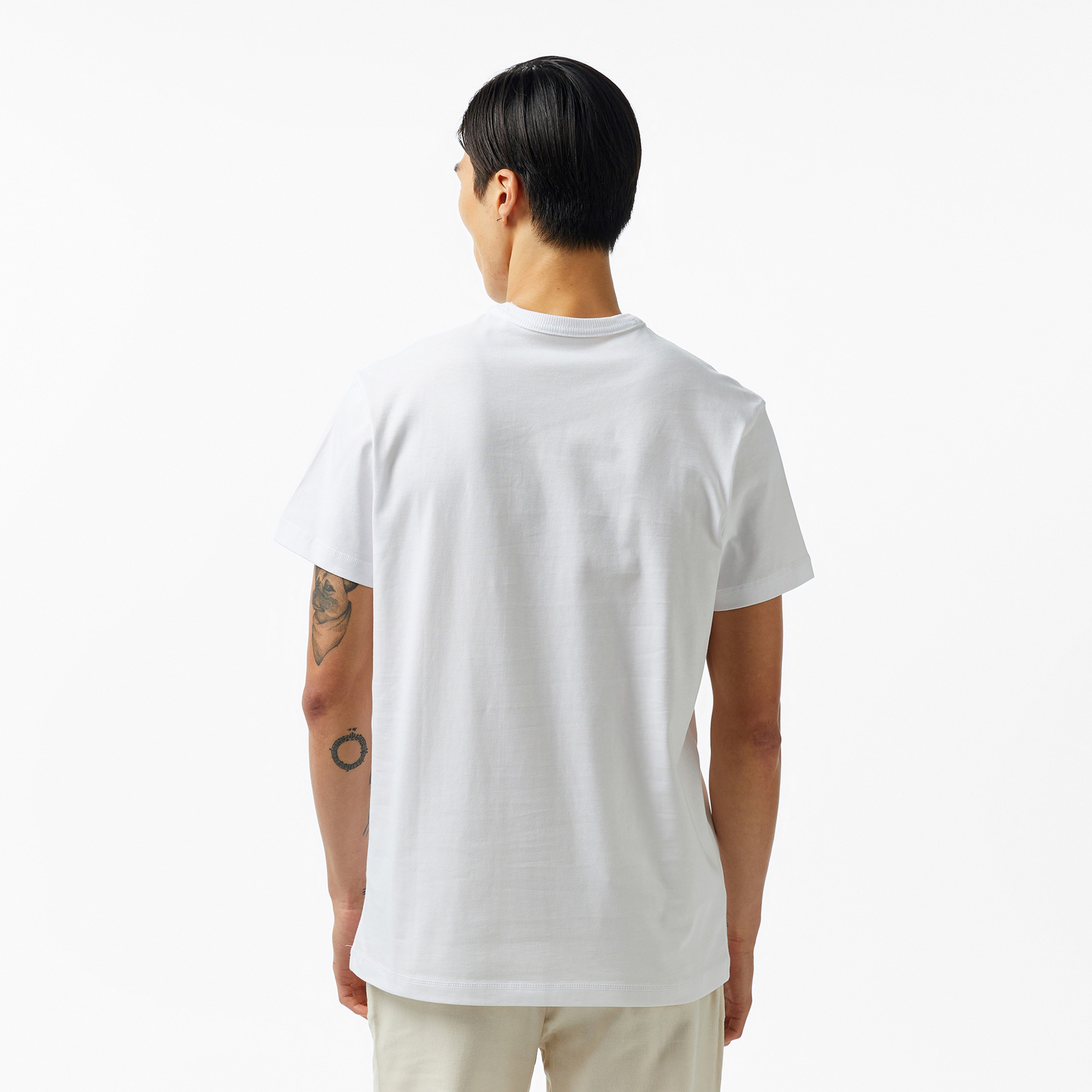 Guess Triangle Mid Organic Heavy 205 Erkek Beyaz T-Shirt