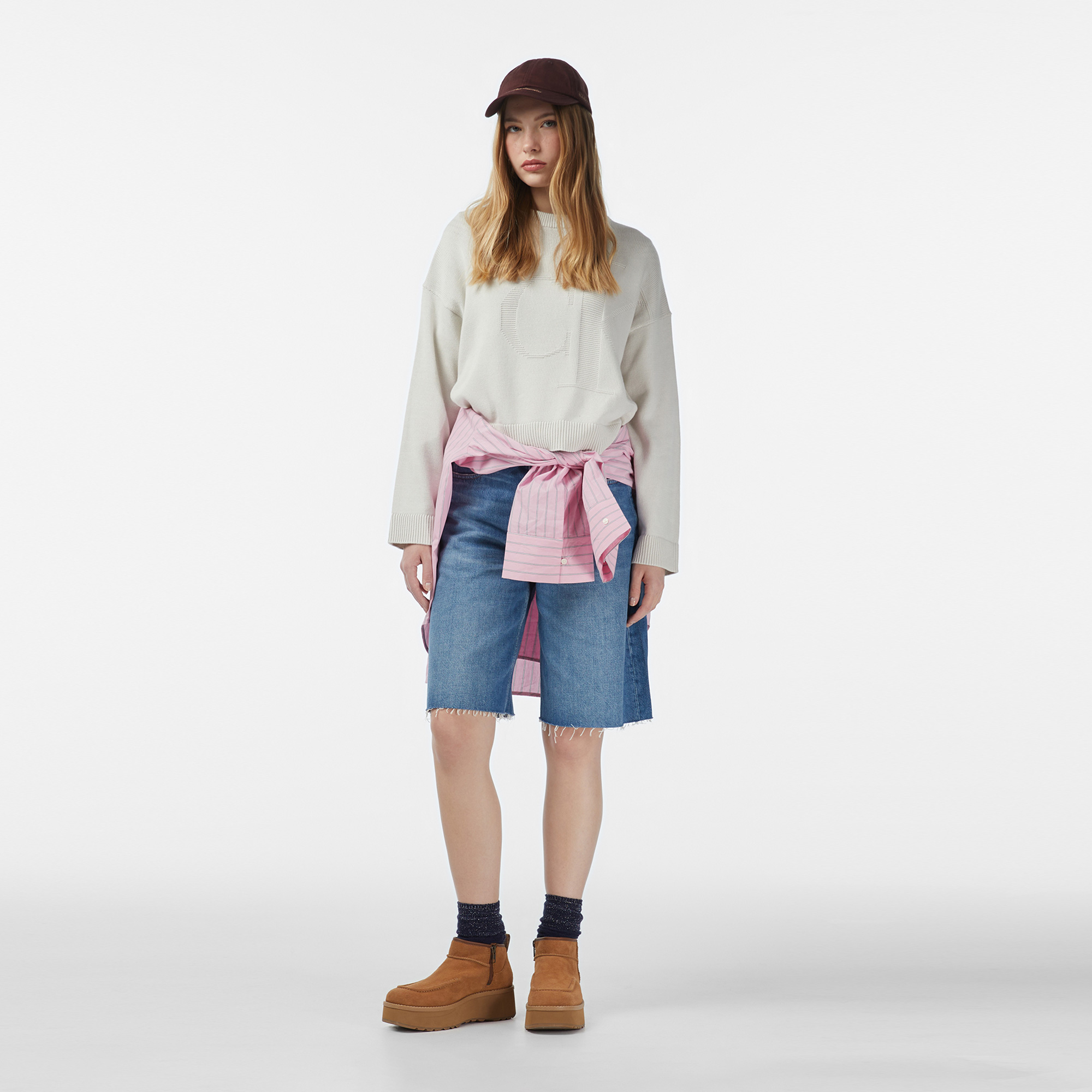 Calvin Klein Smooth Cotton Kadın Beyaz Triko