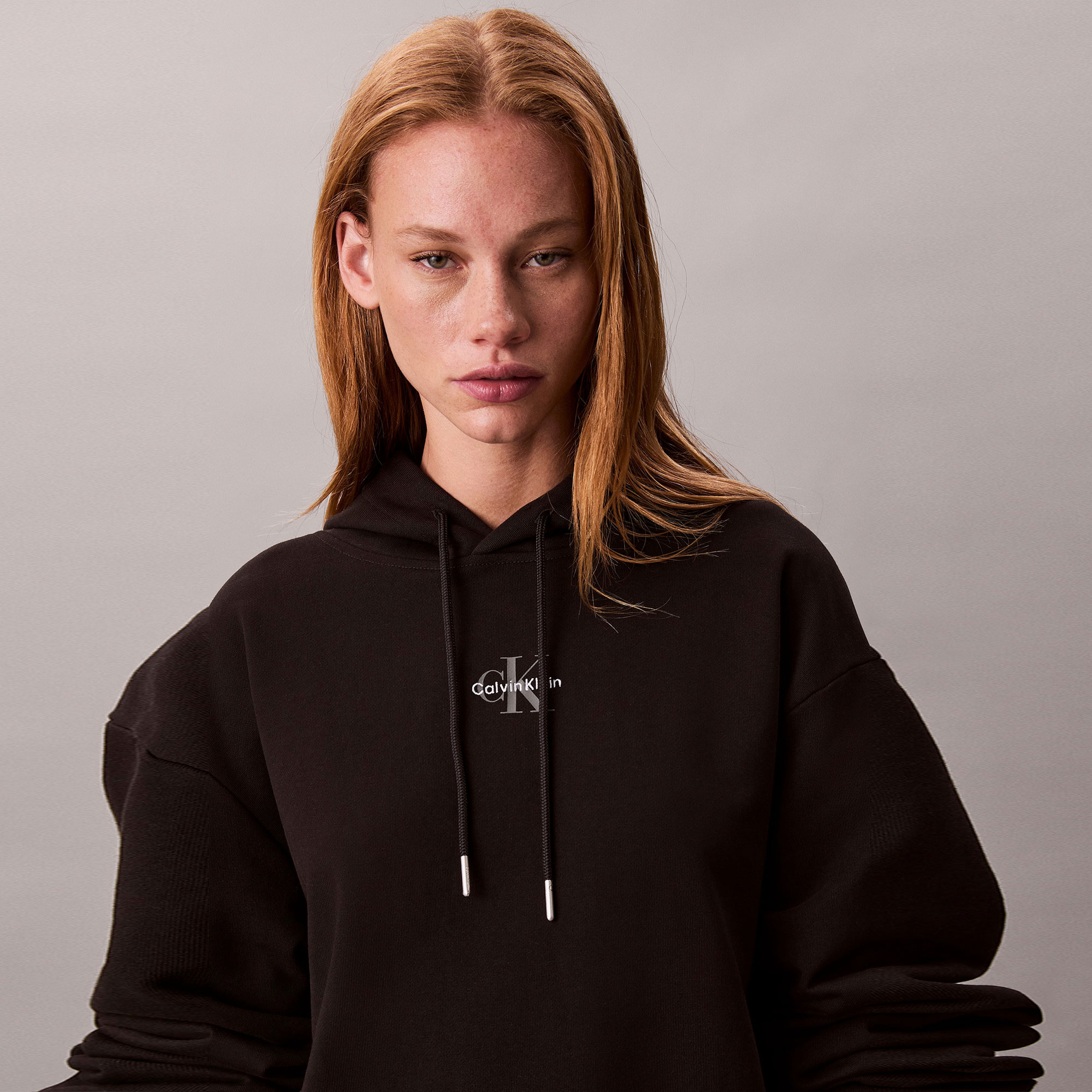 Calvin Klein Monologo Premium Terry Kadın Siyah Elbise