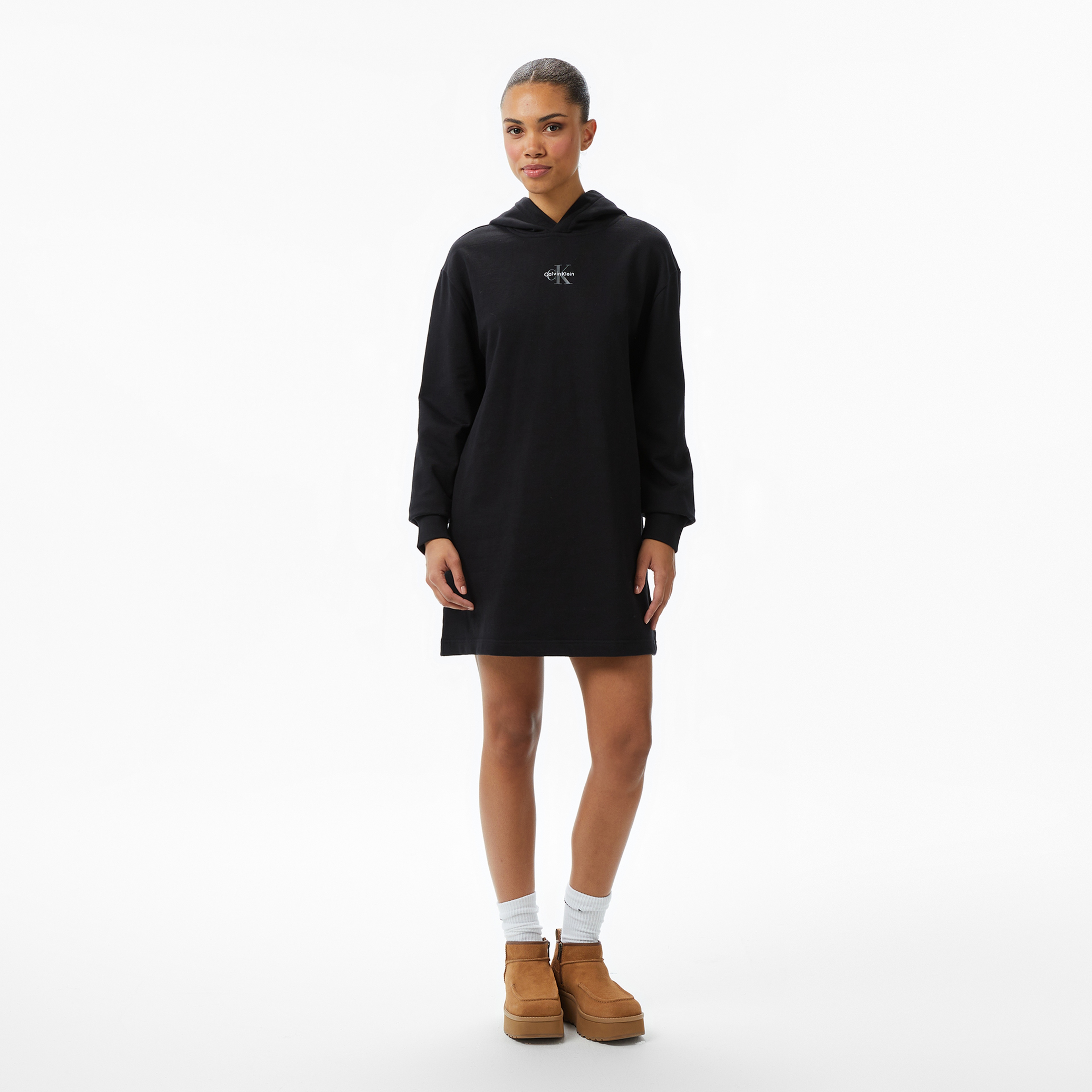 Calvin Klein Monologo Premium Terry Kadın Siyah Elbise