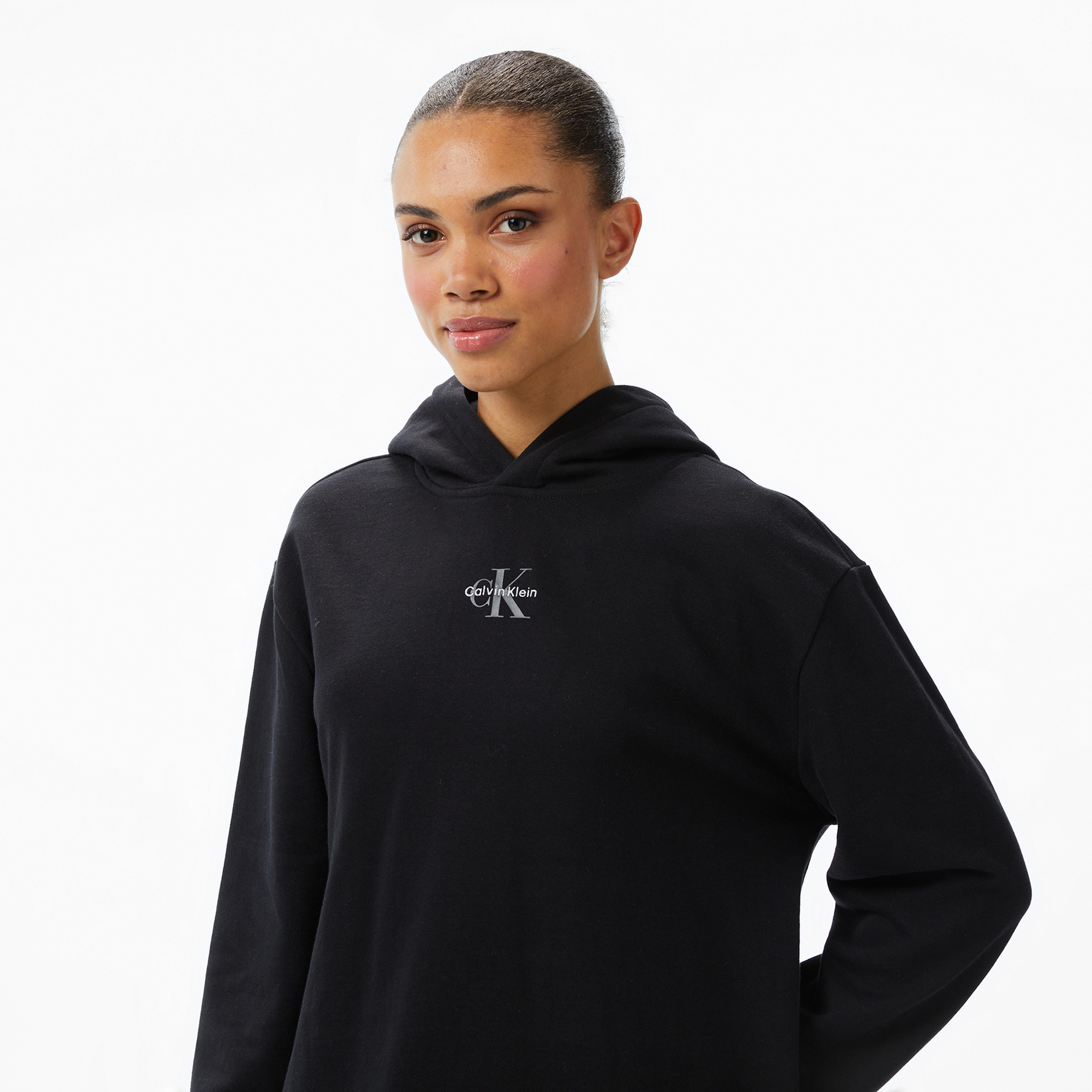 Calvin Klein Monologo Premium Terry Kadın Siyah Elbise