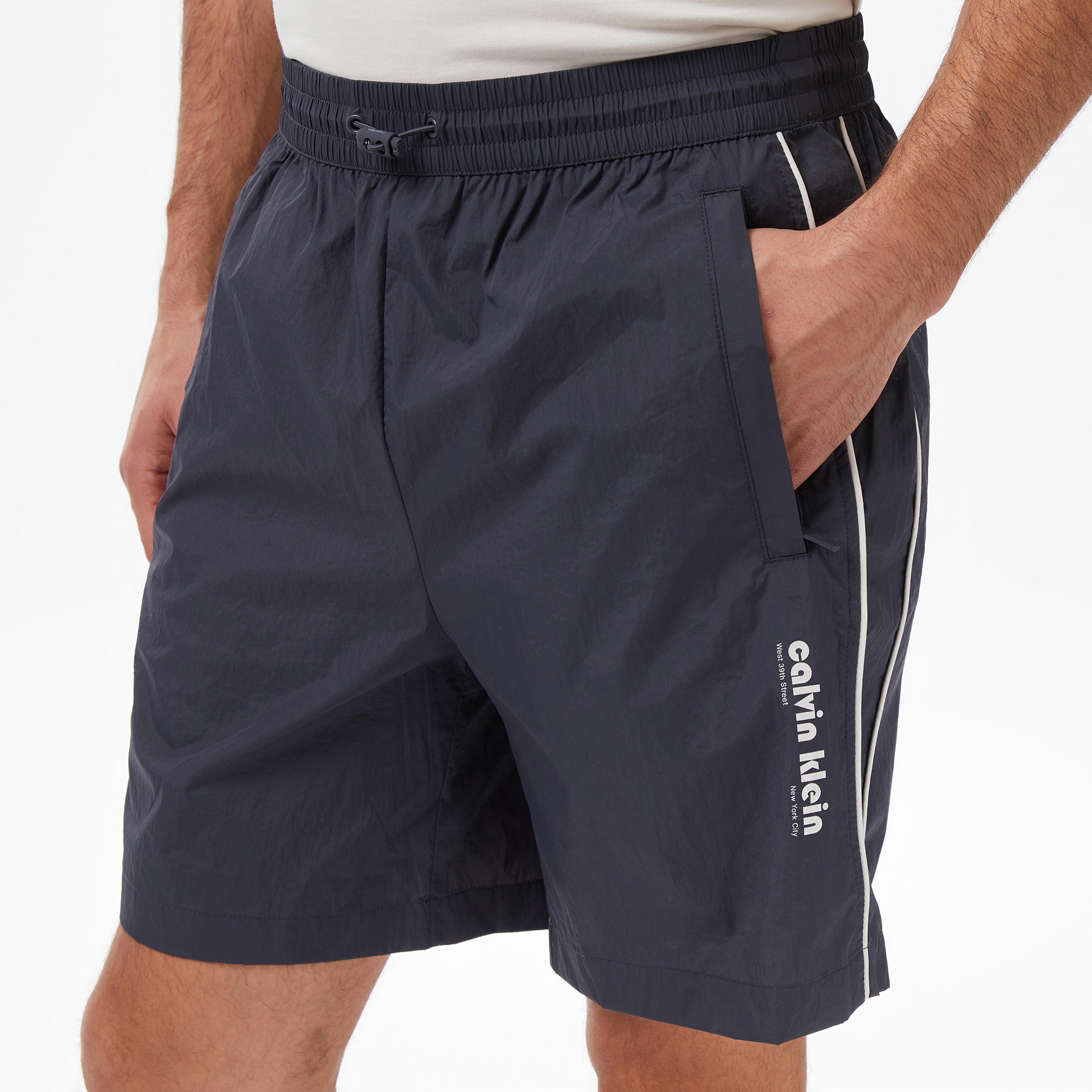 Calvin Klein Relaxed Crinkle Nylon Track Erkek Mavi Şort