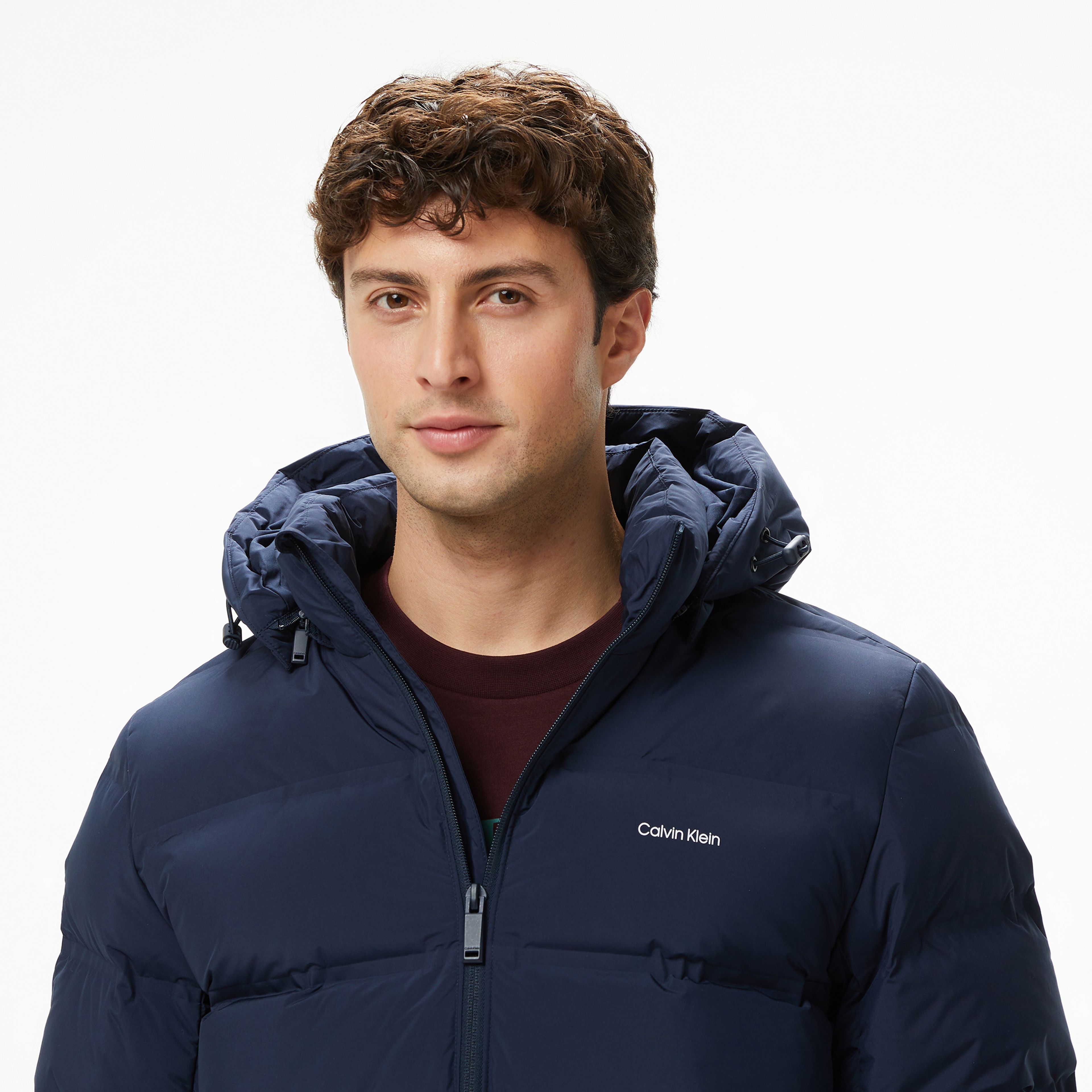 Calvin Klein Quilted Bonded Channel Erkek Mavi Ceket