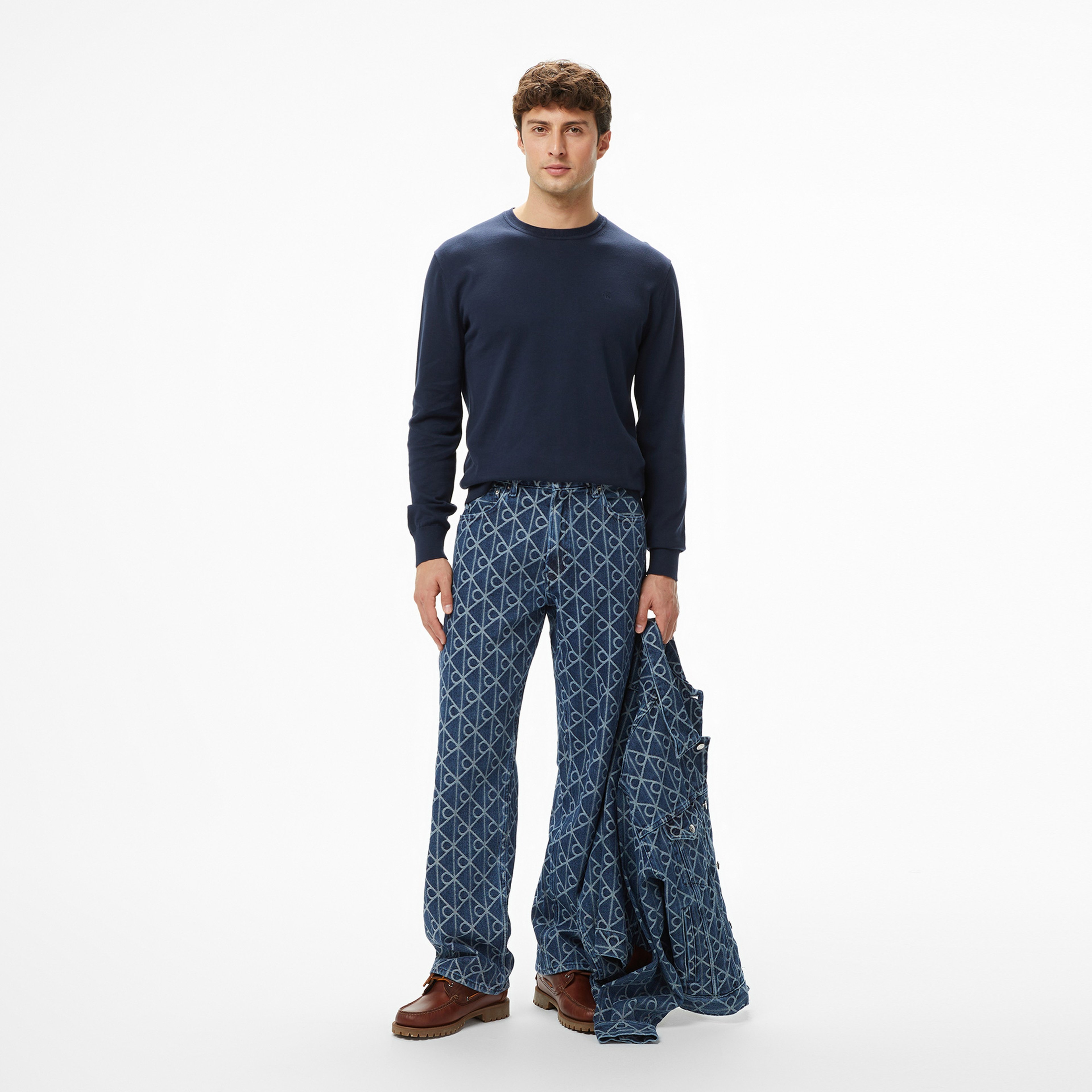 Calvin Klein 90S Straight Indigo Emblem Jacqu Erkek Mavi Jean