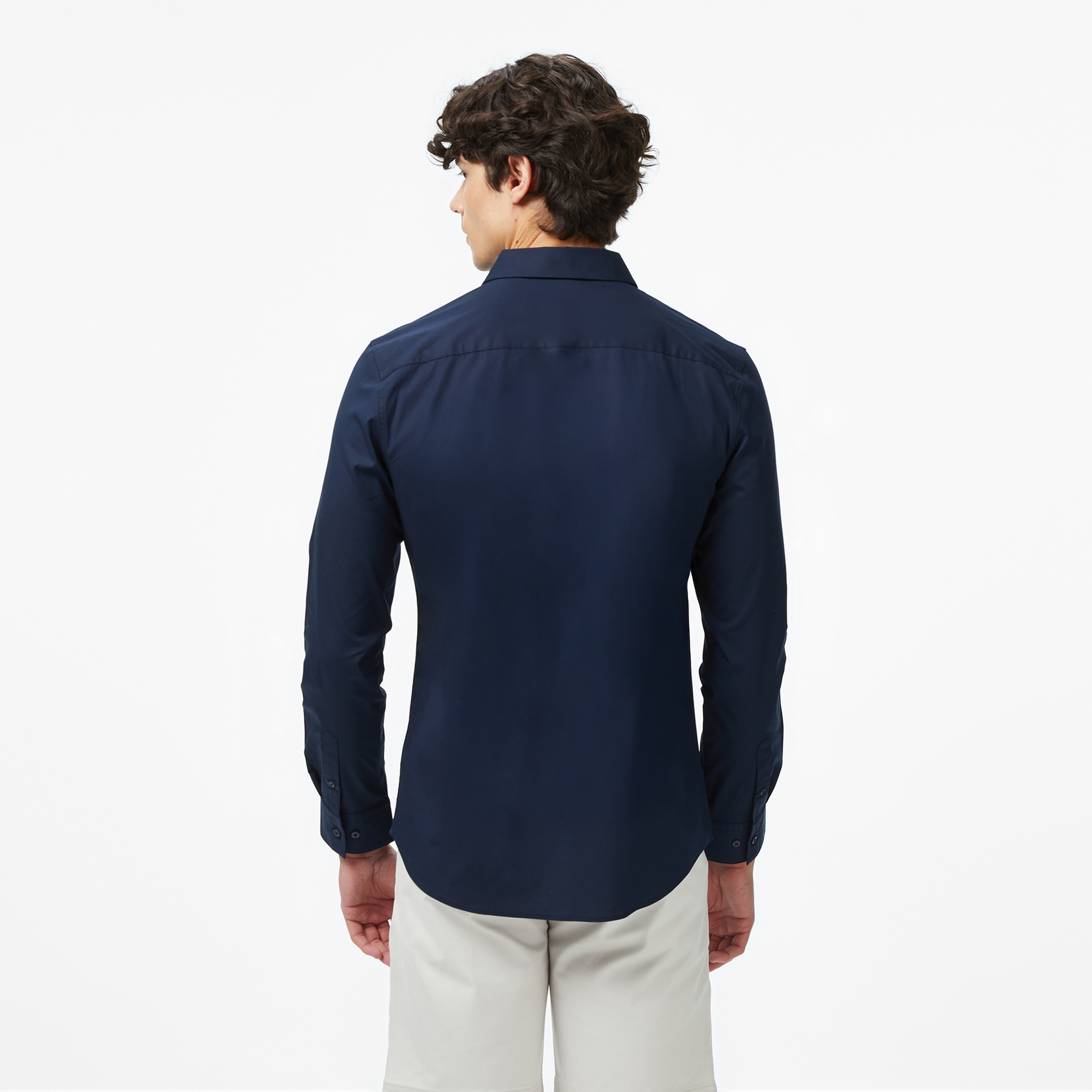 Calvin Klein Solid Stretch Slim Erkek Mavi Gömlek