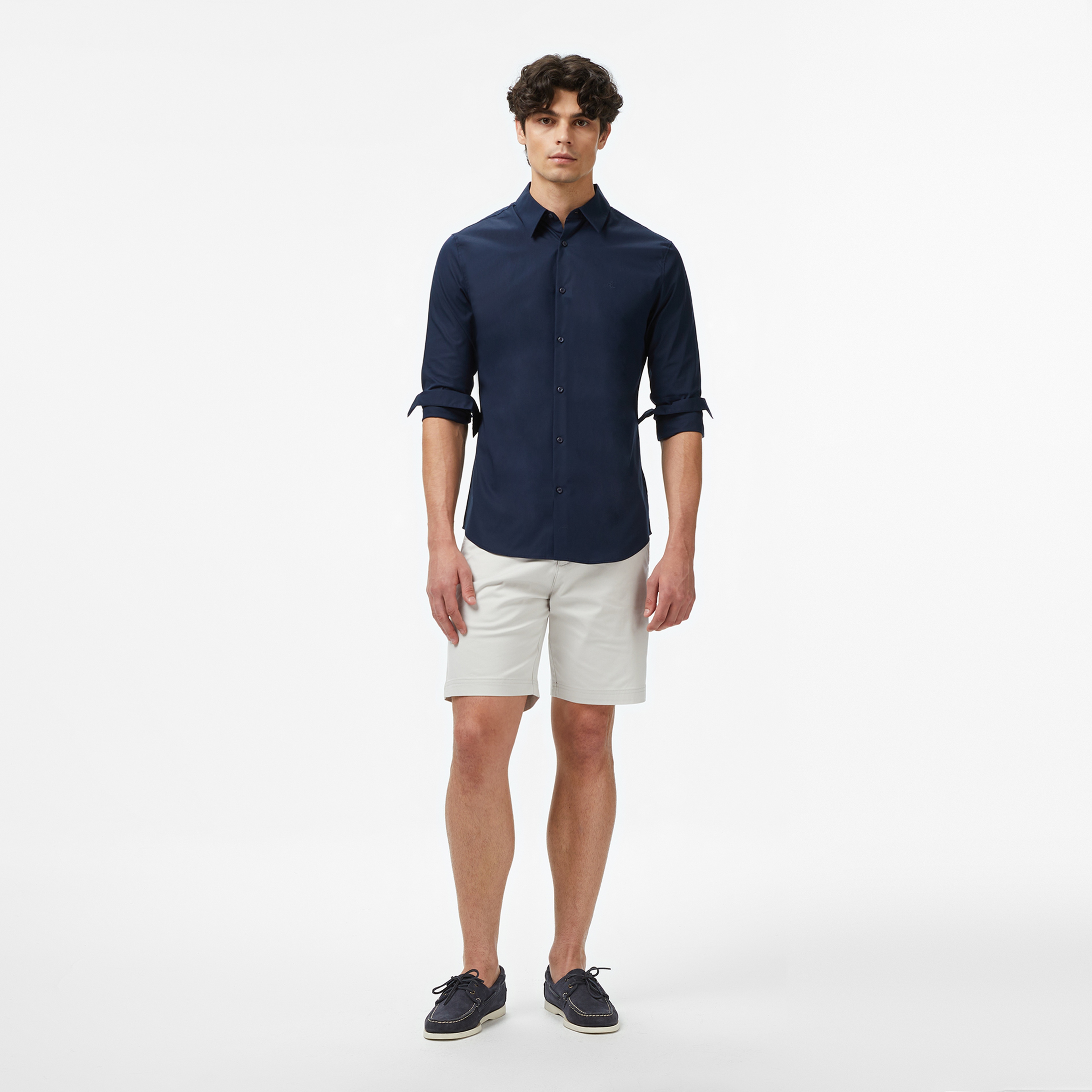 Calvin Klein Solid Stretch Slim Erkek Mavi Gömlek