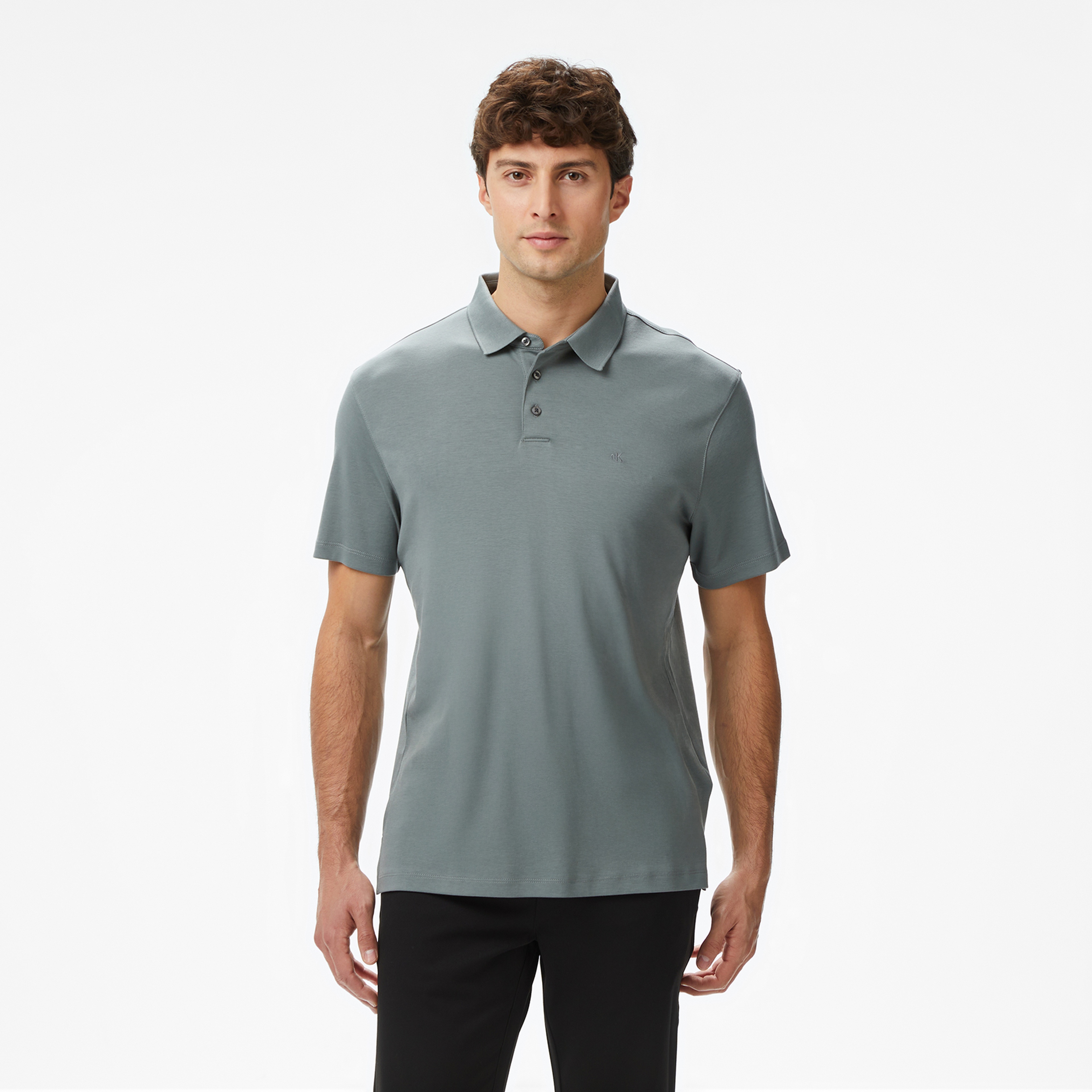 Calvin Klein Supima Erkek Gri Polo