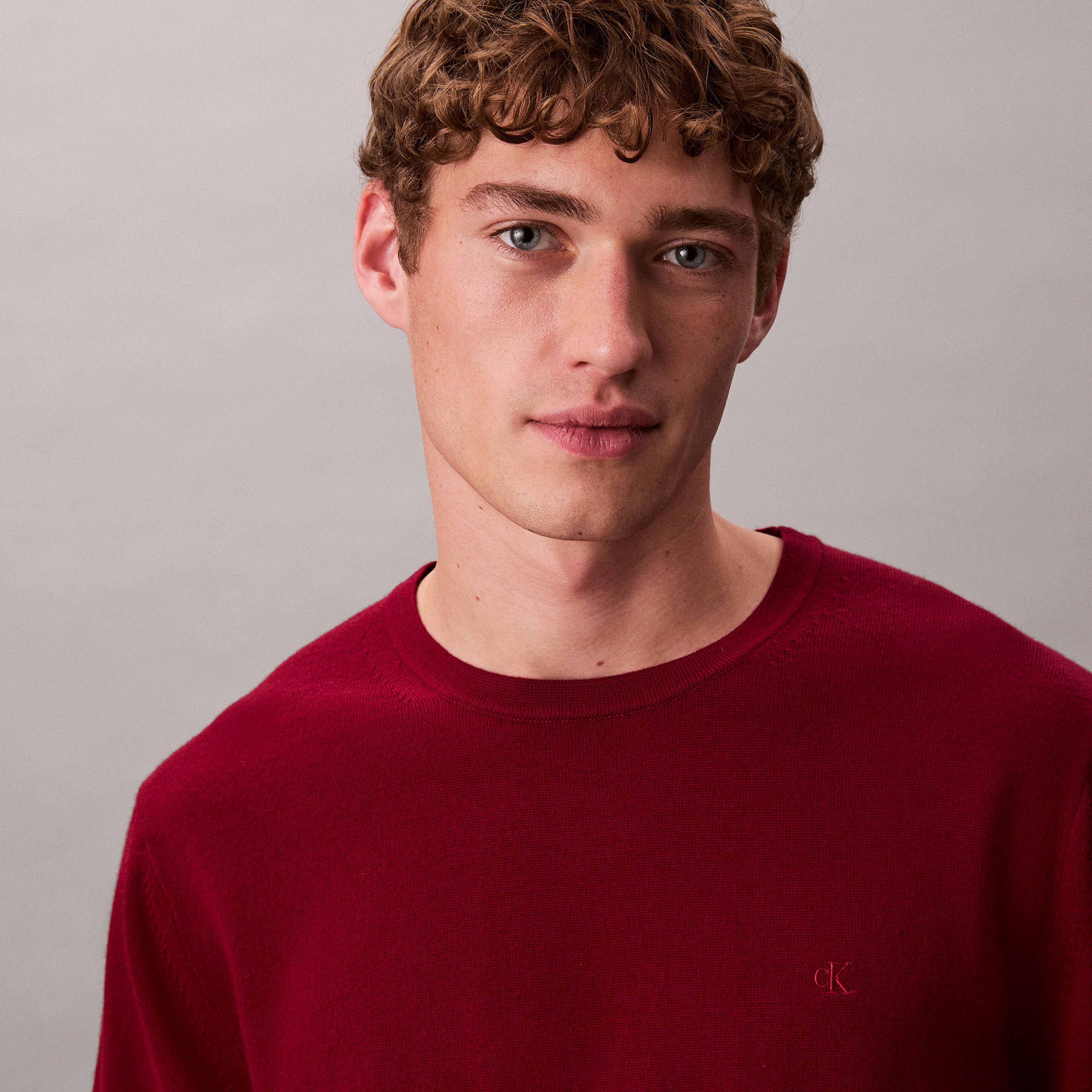 Calvin Klein Merino Crew Erkek Kırmızı Triko