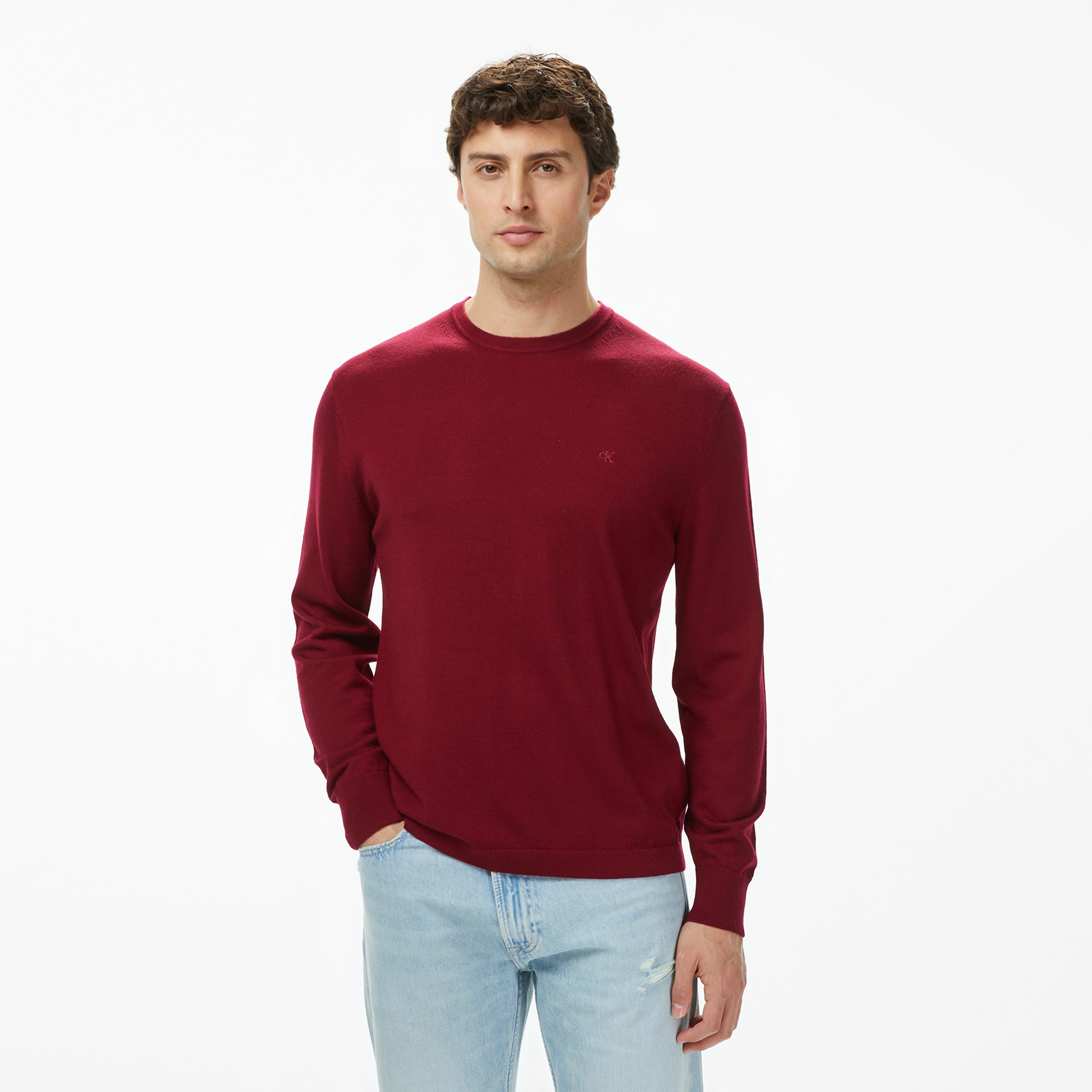 Calvin Klein Merino Crew Erkek Kırmızı Triko