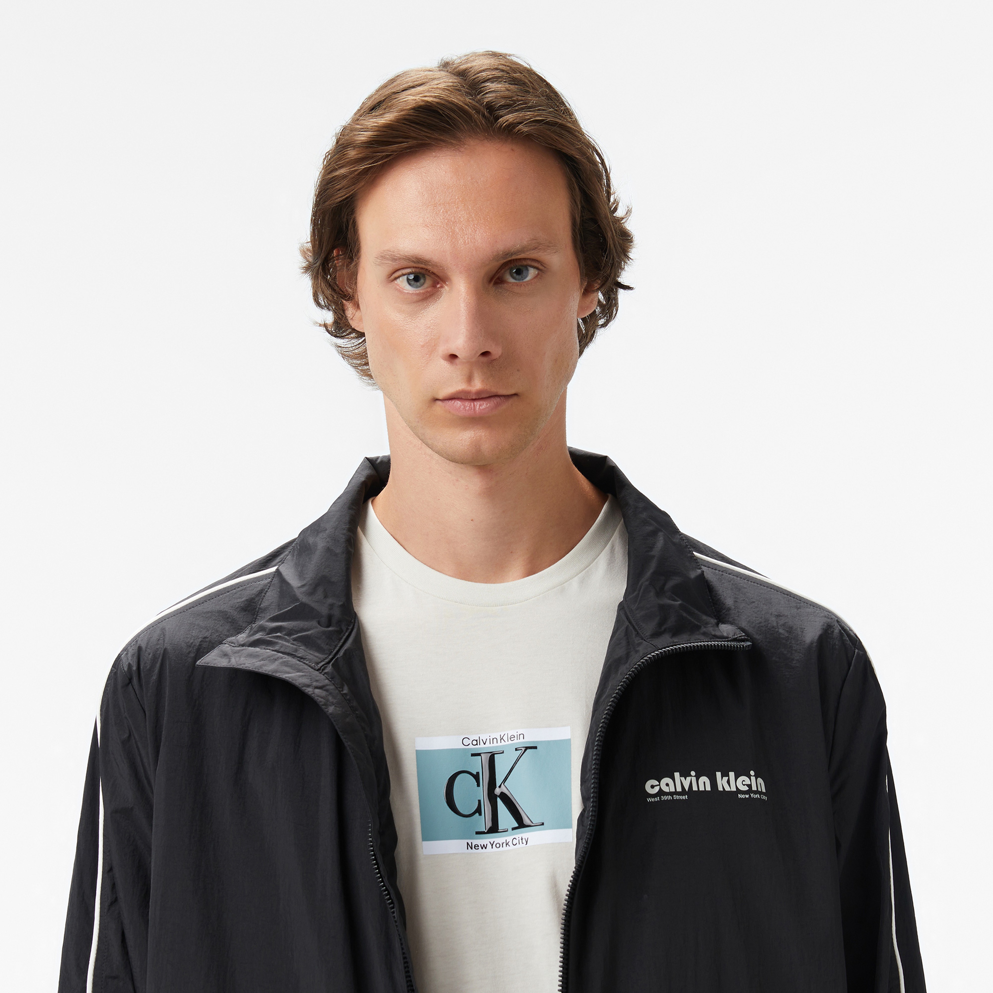 Calvin Klein Crinkle Stand Collar Track Erkek Siyah Ceket