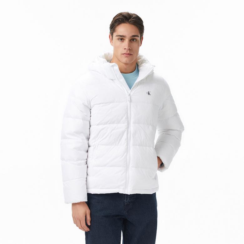 Calvin Klein Zip Off Hood Down Puffer Erkek Beyaz Mont