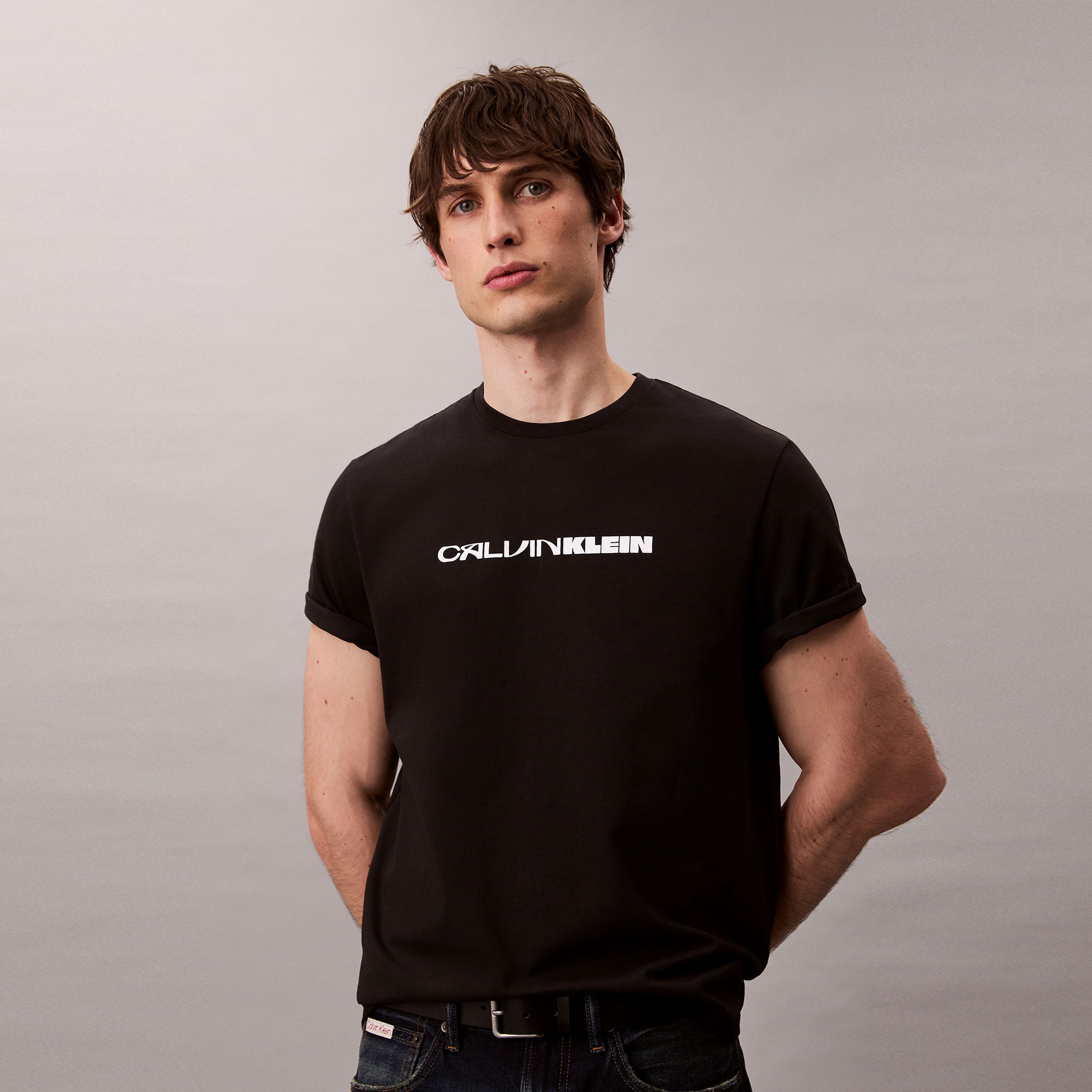 Calvin Klein Stack Graphic  Erkek Siyah T-Shirt