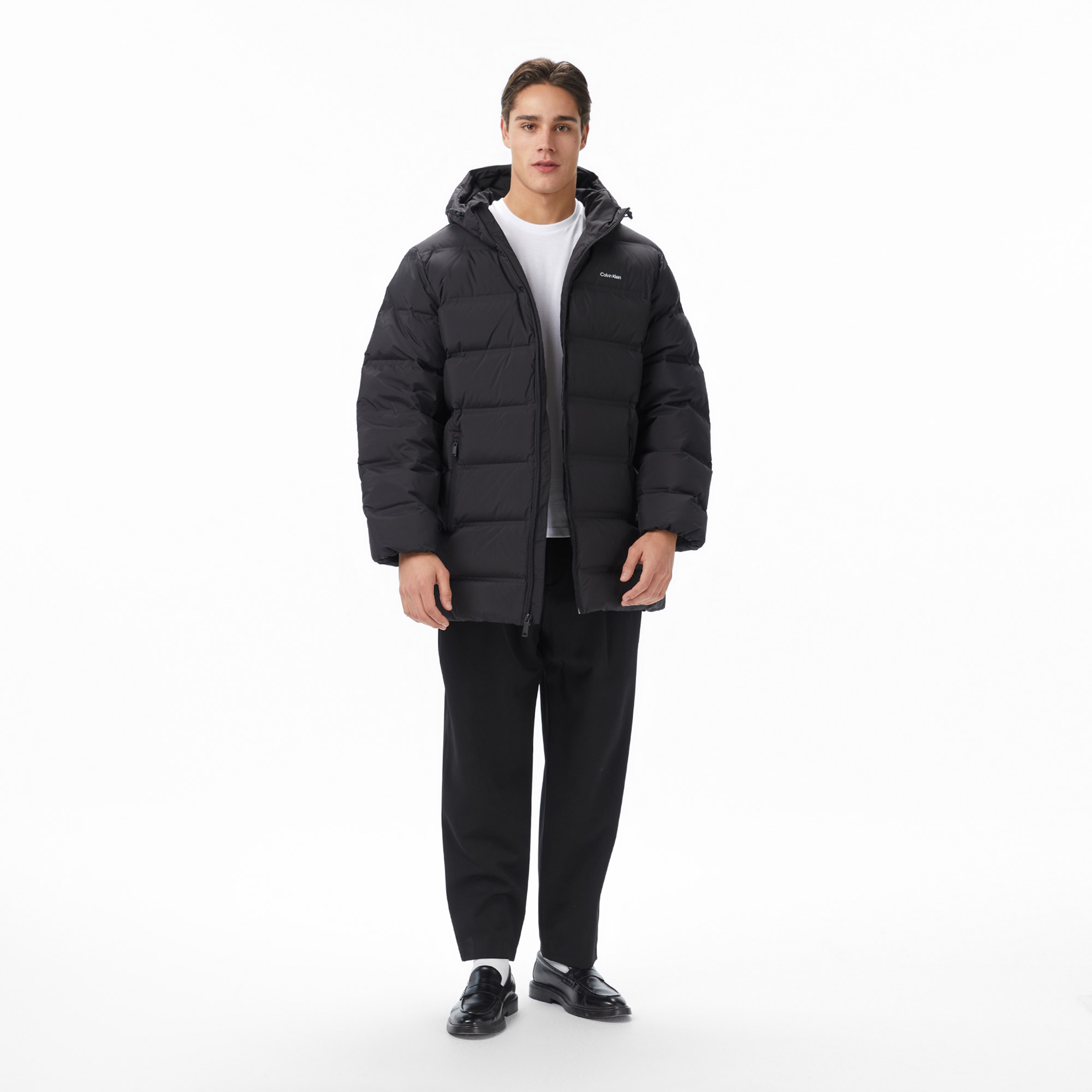 Calvin Klein Bonded Long Hooded Erkek Siyah Puffer Mont