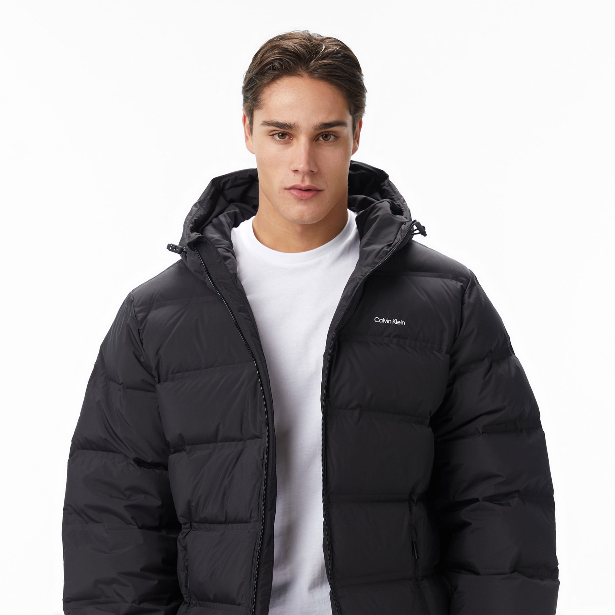 Calvin Klein Bonded Long Hooded Erkek Siyah Puffer Mont