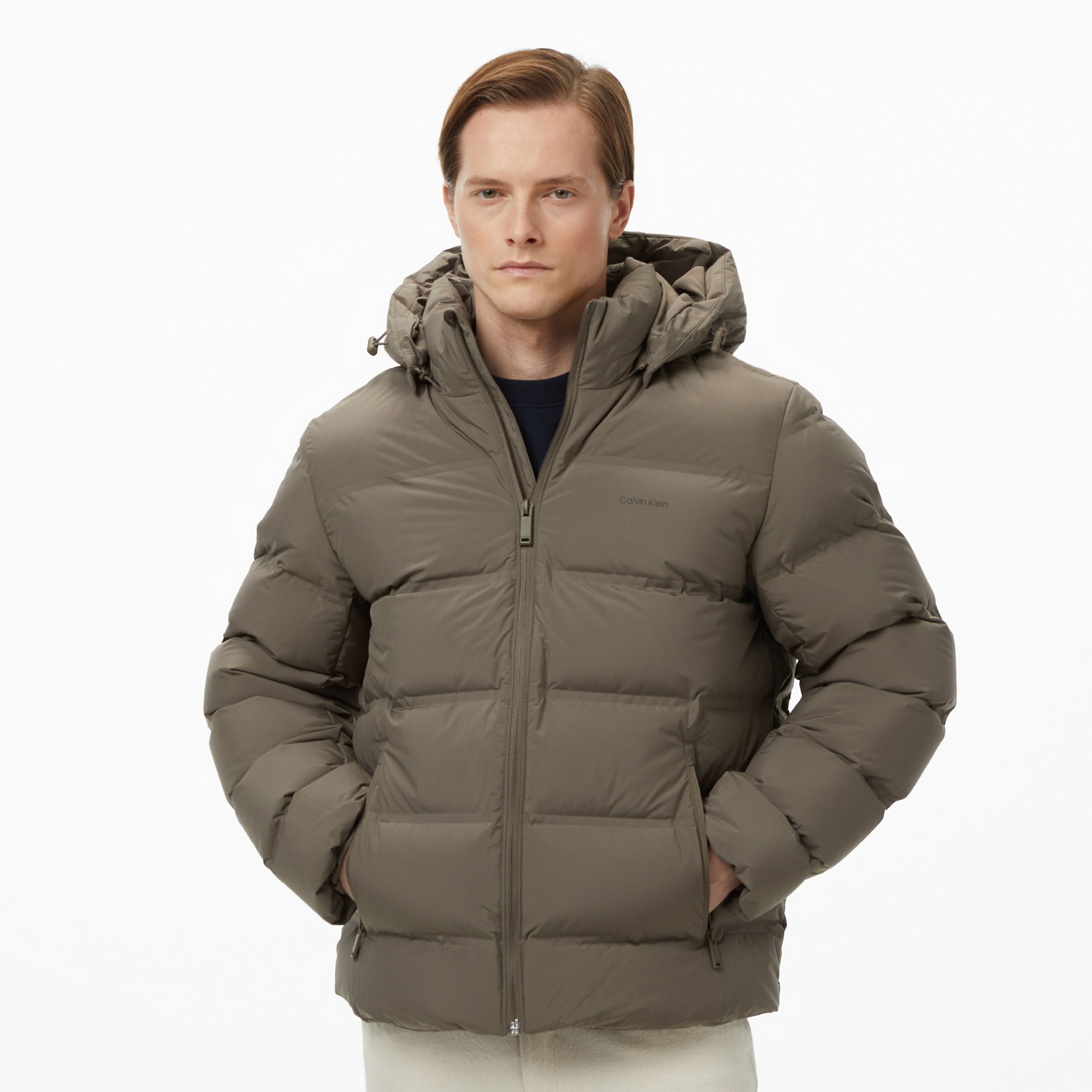 Calvin Klein Quilted Bonded Channel Erkek Gri Ceket