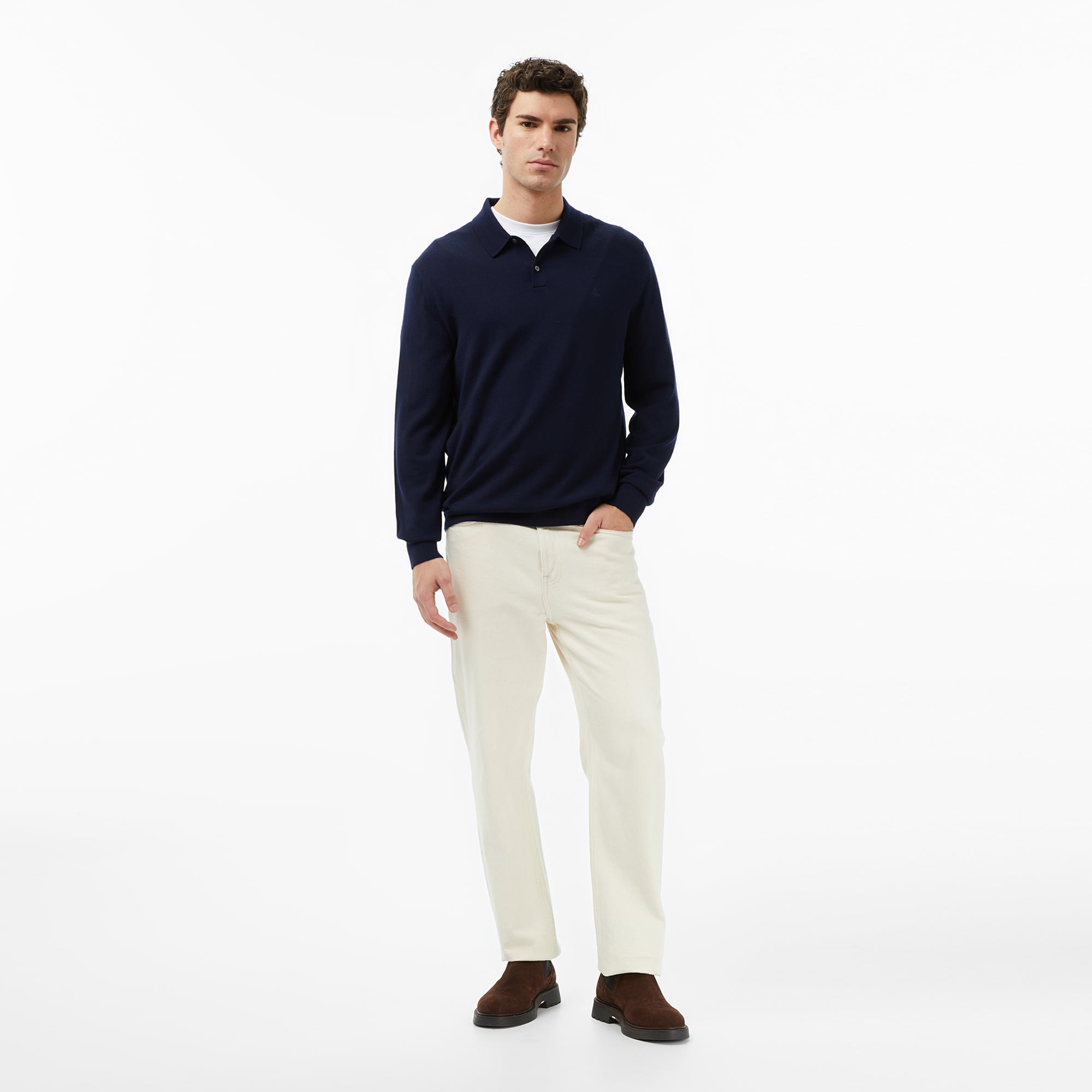 Calvin Klein Merino Polo Erkek Mavi Triko