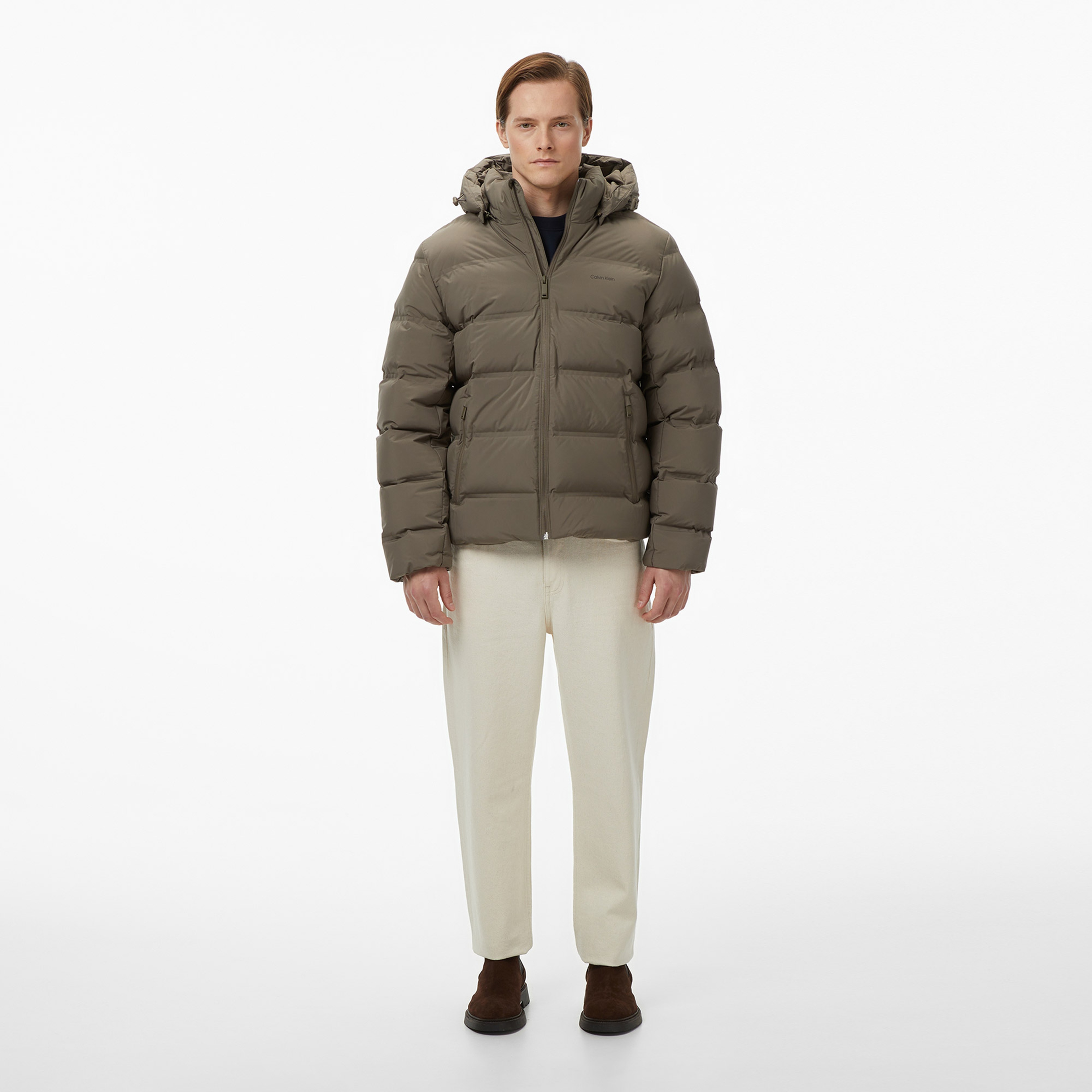 Calvin Klein Quilted Bonded Channel Erkek Gri Ceket