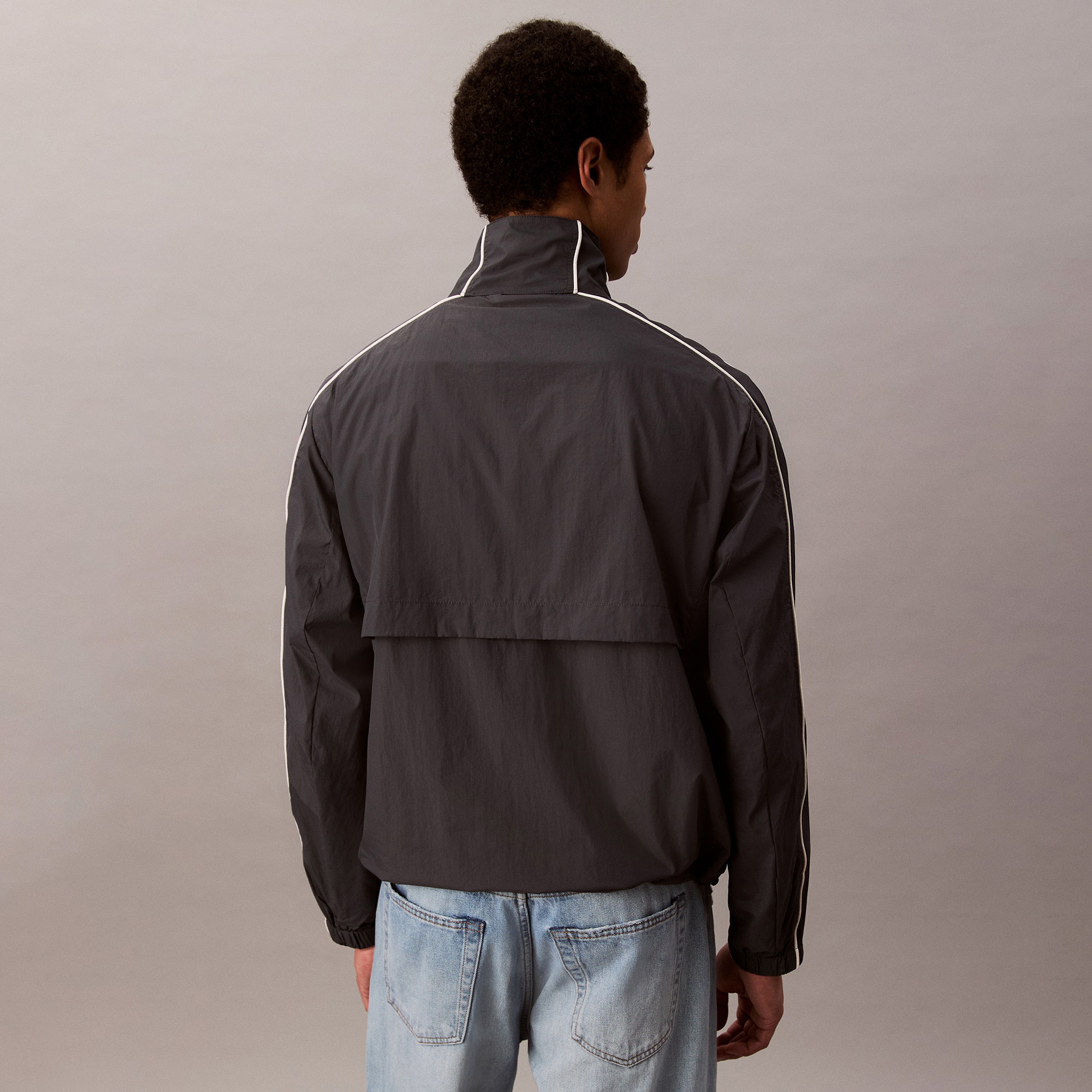 Calvin Klein Crinkle Stand Collar Track Erkek Mavi Ceket