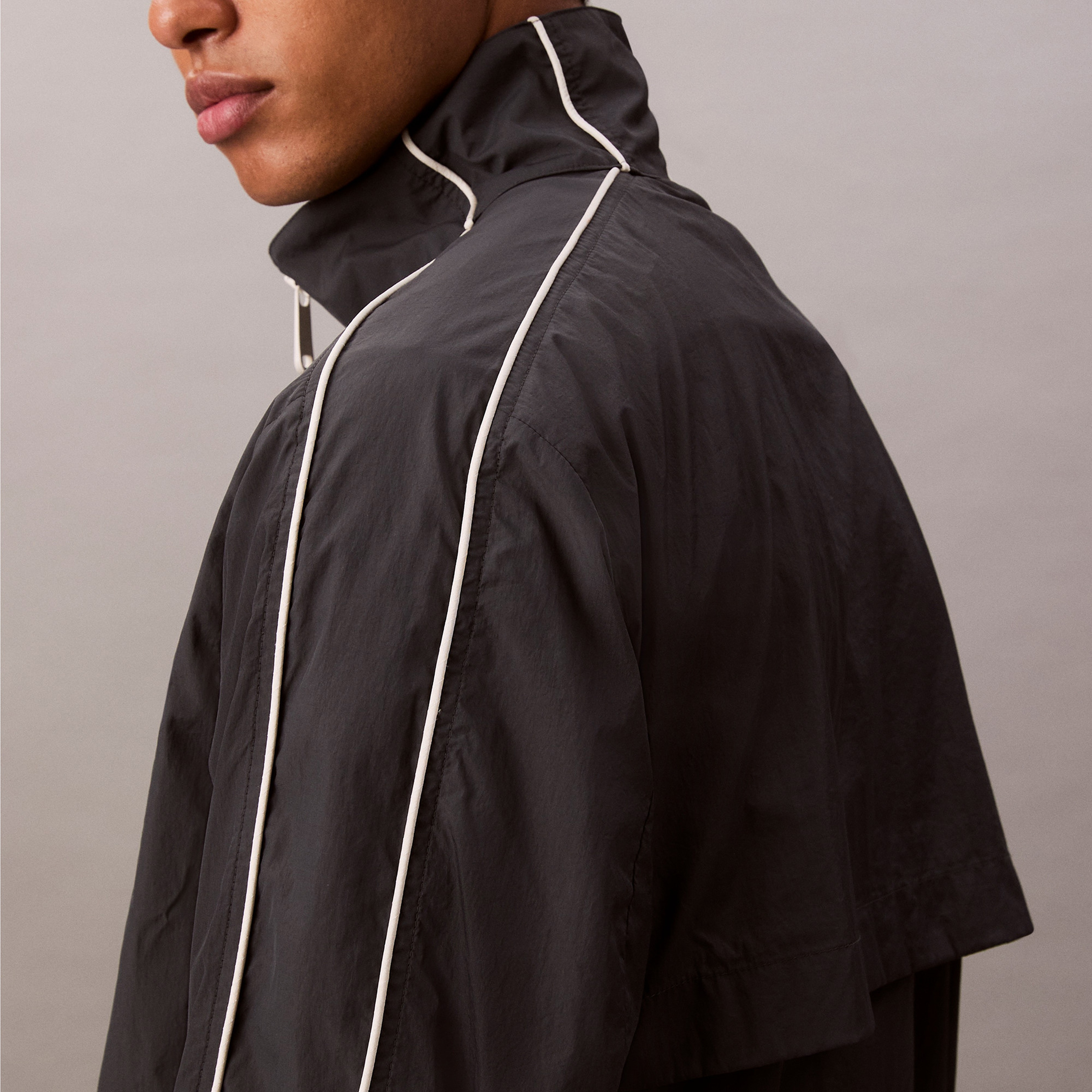 Calvin Klein Crinkle Stand Collar Track Erkek Mavi Ceket