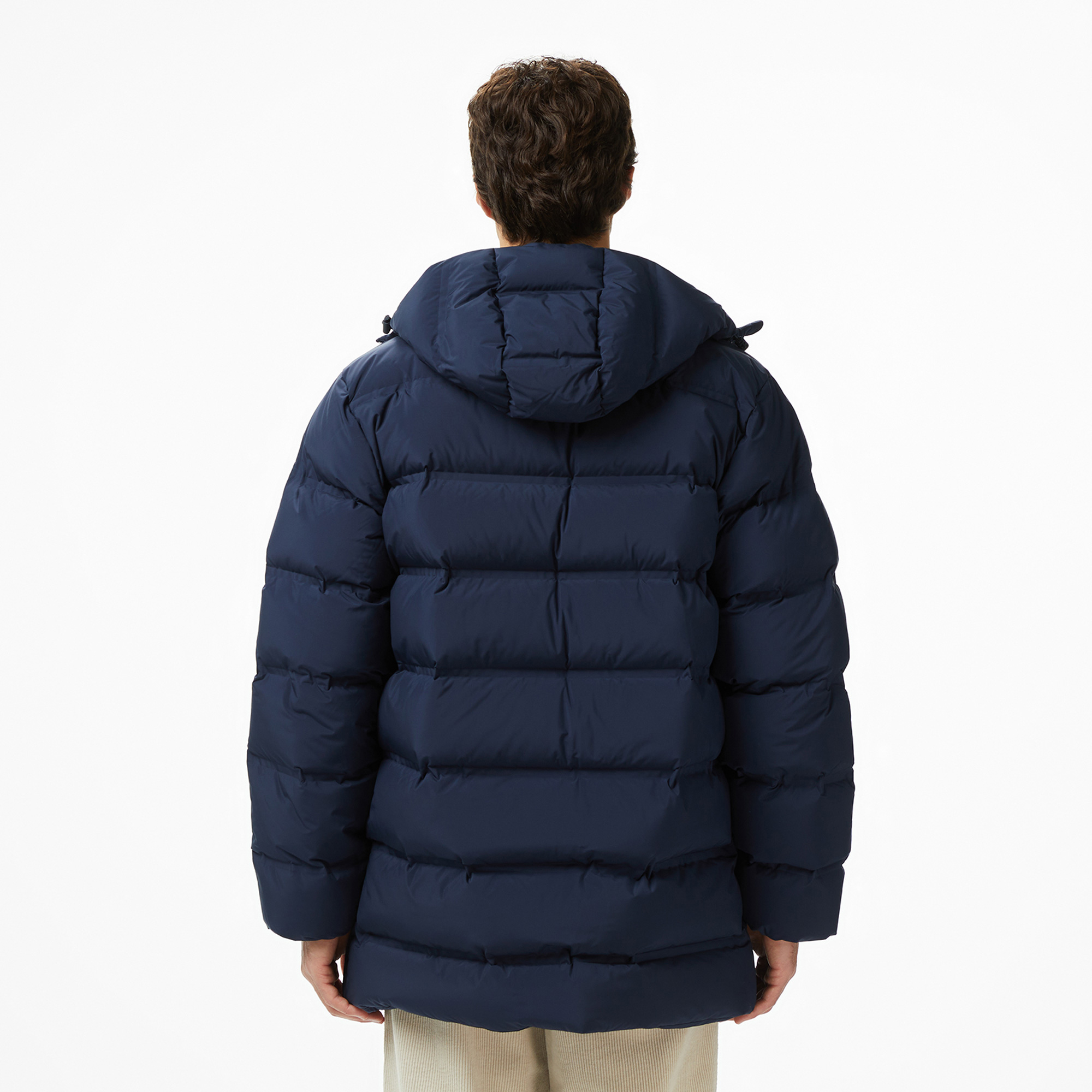 Calvin Klein Bonded Long Hooded Erkek Mavi Puffer Mont