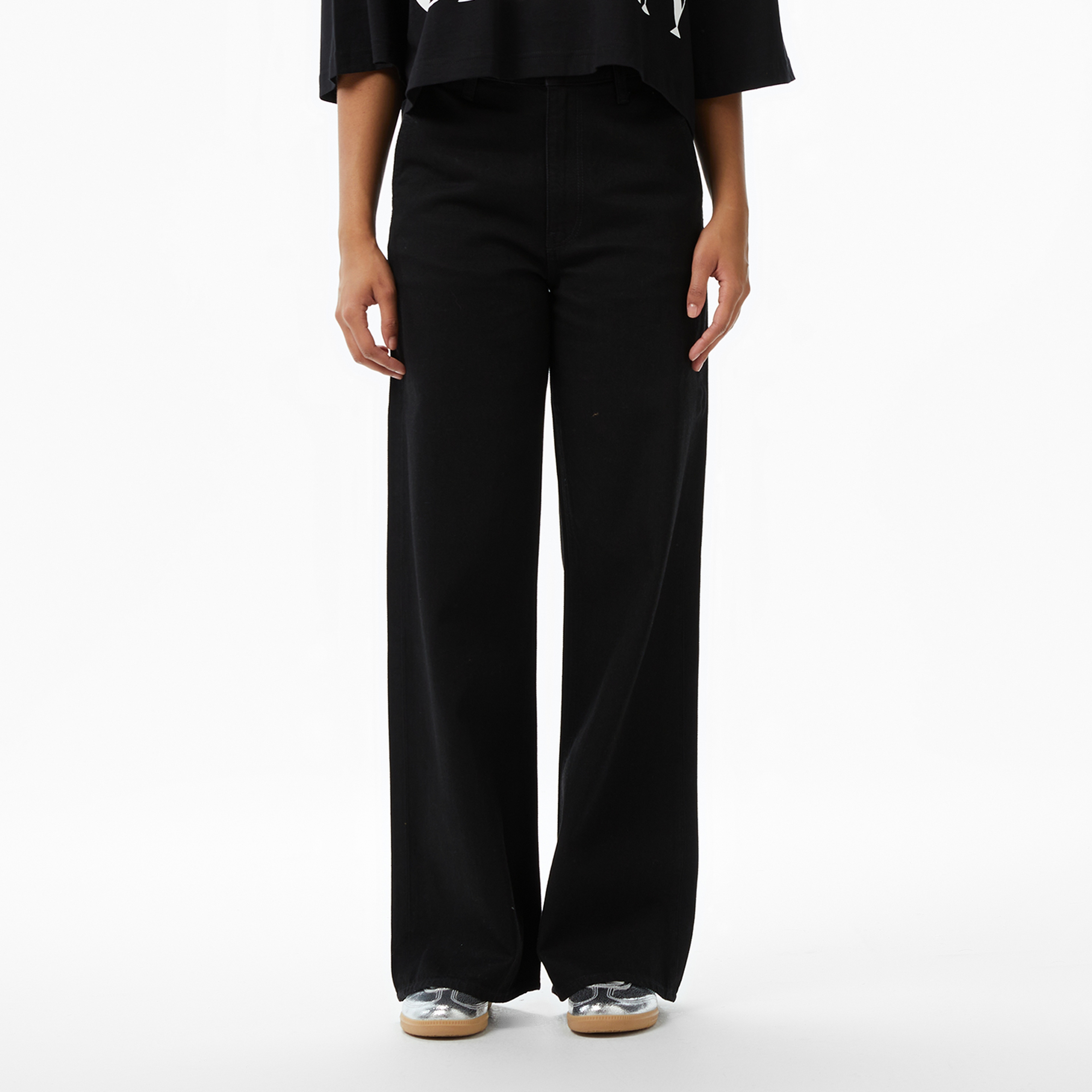Calvin Klein Tencel Ultra High Wide Leg Class Kadın Siyah Jean
