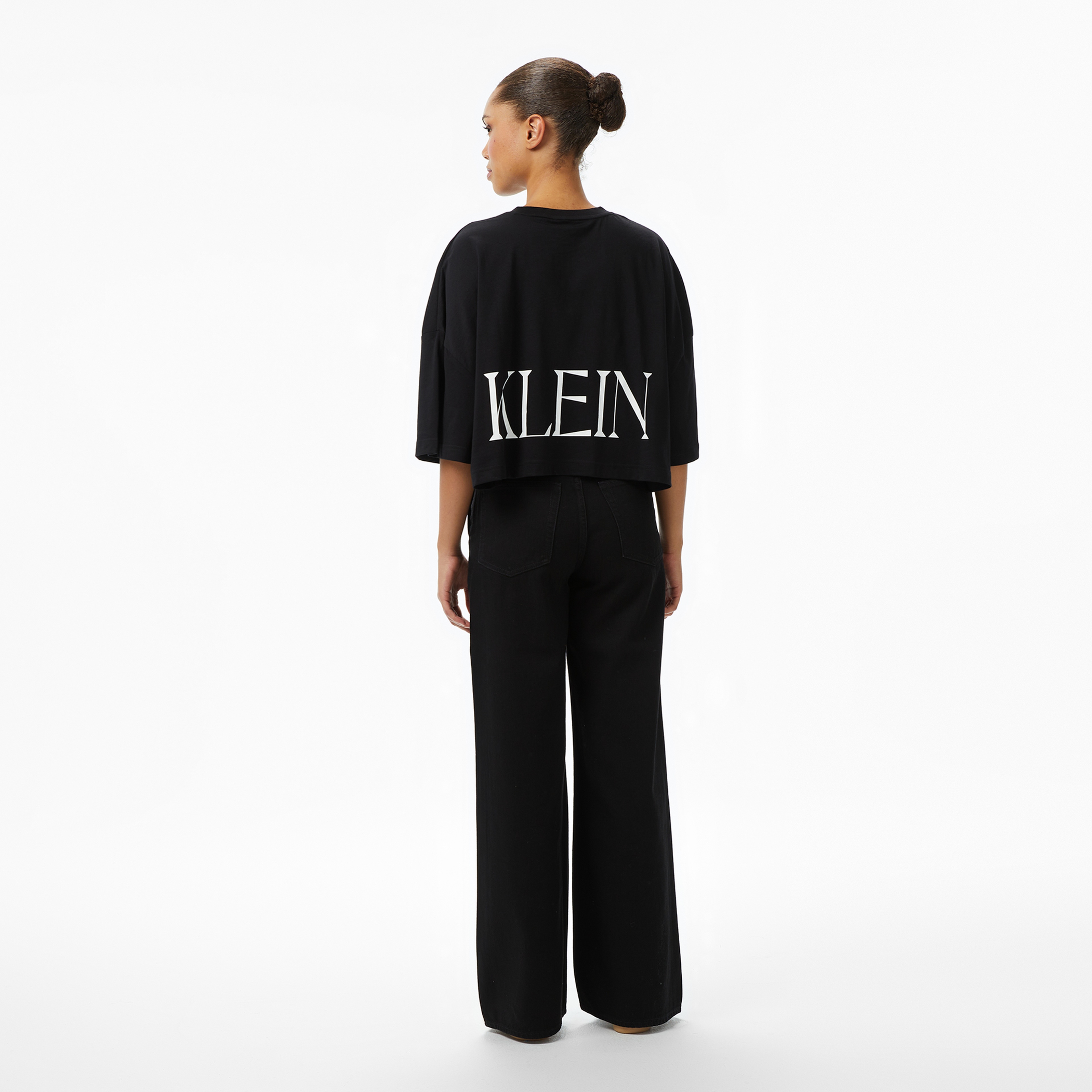 Calvin Klein Tencel Ultra High Wide Leg Class Kadın Siyah Jean