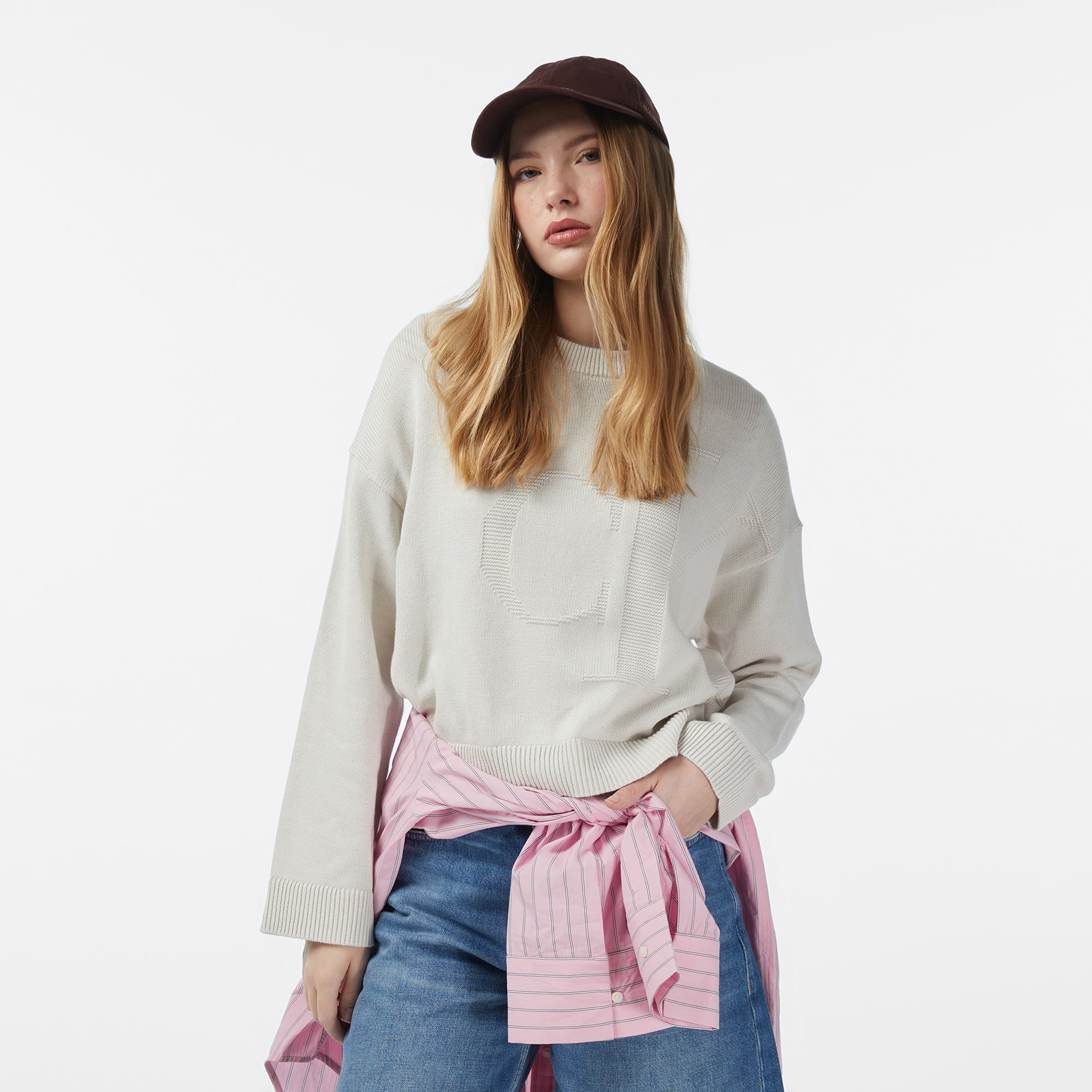 Calvin Klein Smooth Cotton Kadın Beyaz Triko