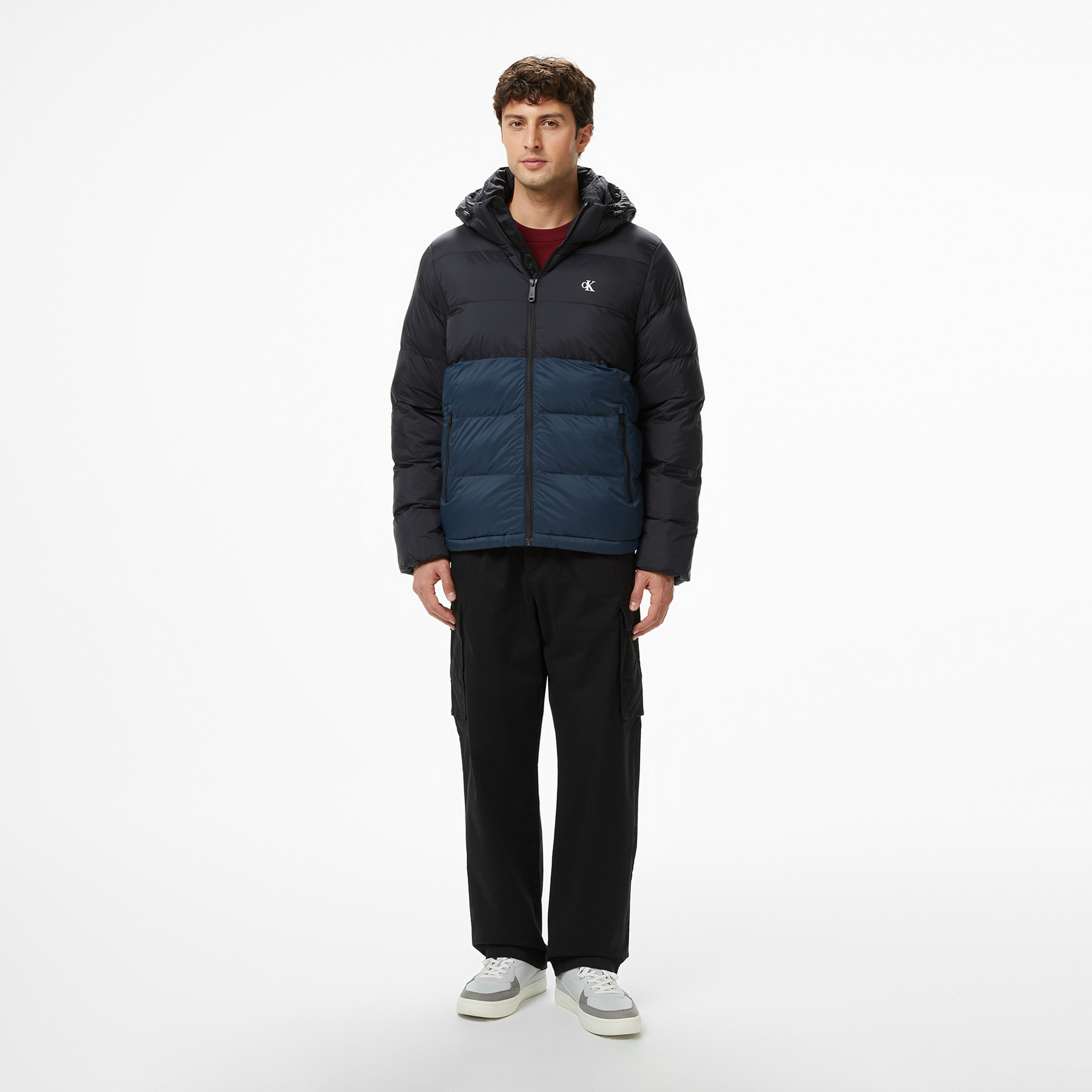 Calvin Klein Nylon Color Bock Puffer Erkek Siyah Ceket