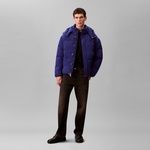 Calvin Klein Ripstop Quilted Logo Hooded Erkek Mavi Ceket