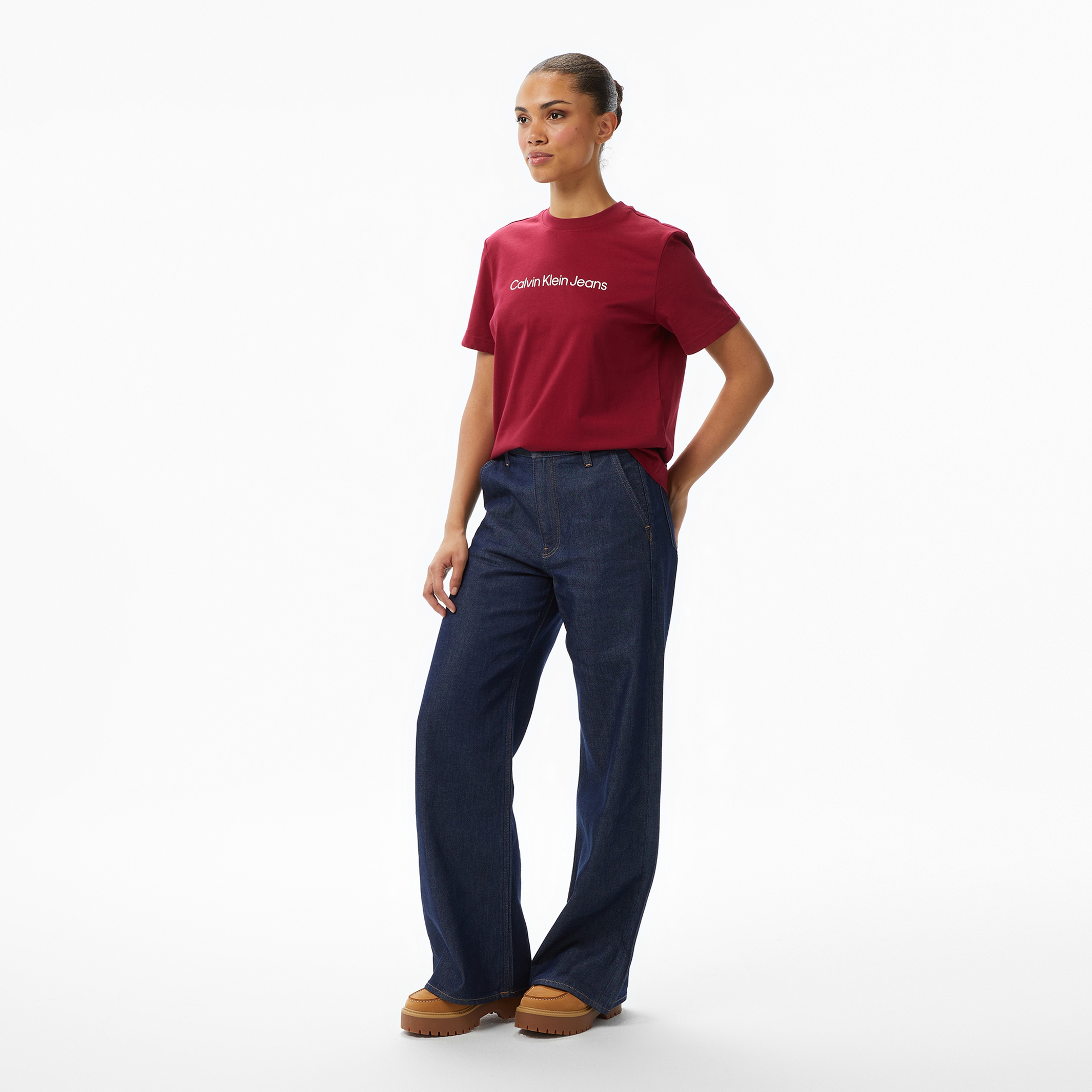 Calvin Klein Tencel Ultra High Wide Leg Clean Kadın Mavi Jean