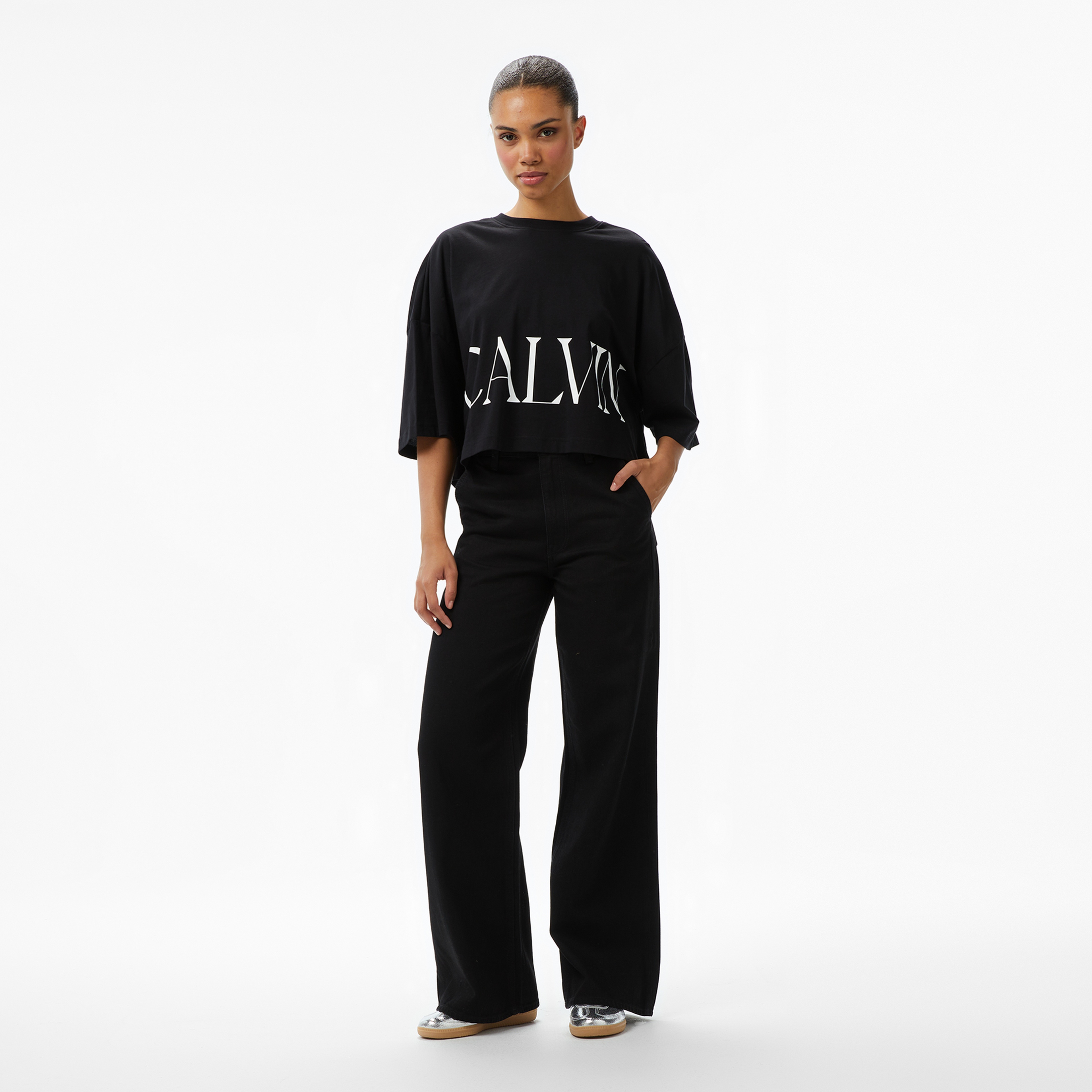 Calvin Klein Tencel Ultra High Wide Leg Class Kadın Siyah Jean
