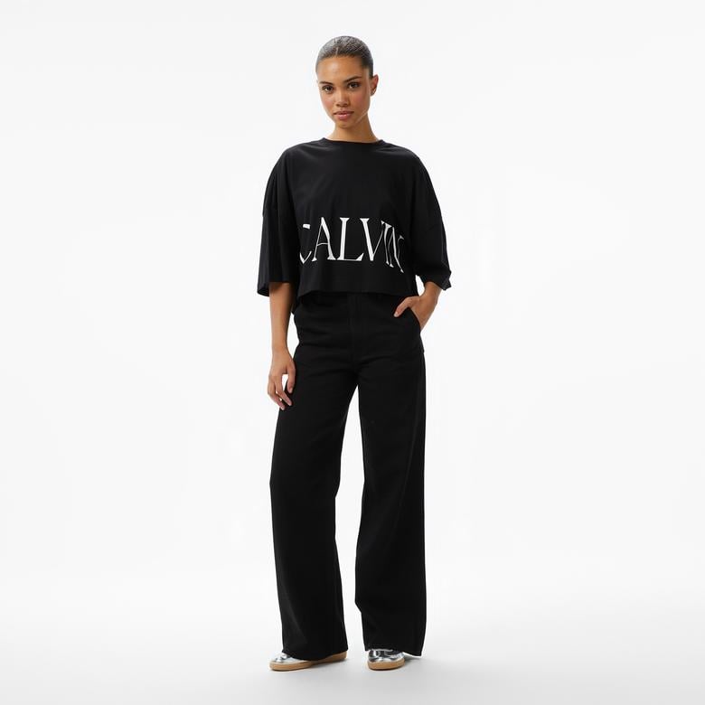 Calvin Klein Tencel Ultra High Wide Leg Class Kadın Siyah Jean