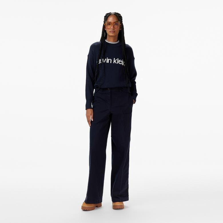 Calvin Klein Graphic Pullover Kadın Mavi Triko