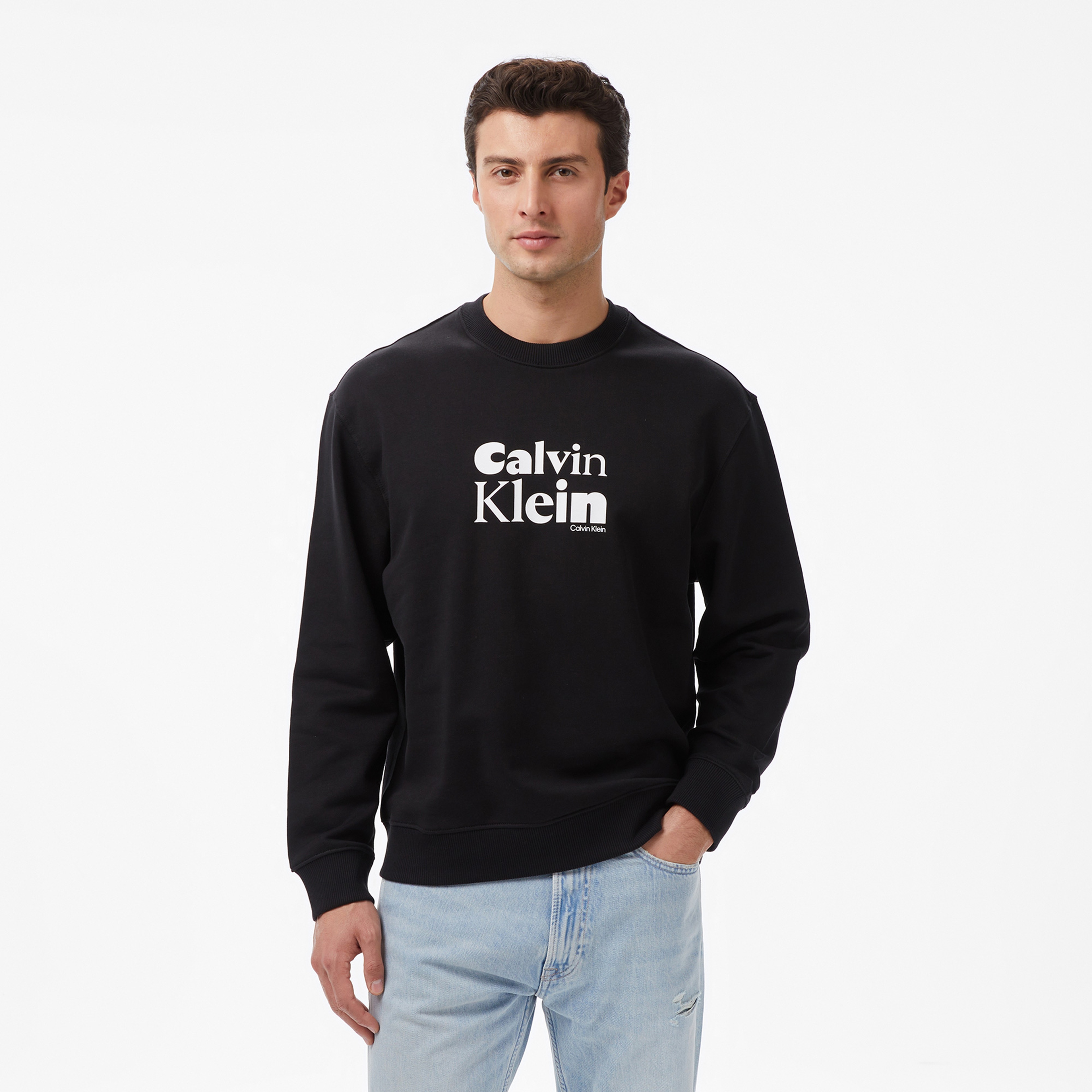 Calvin Klein Terry Bold Graph Erkek Siyah Sweatshirt