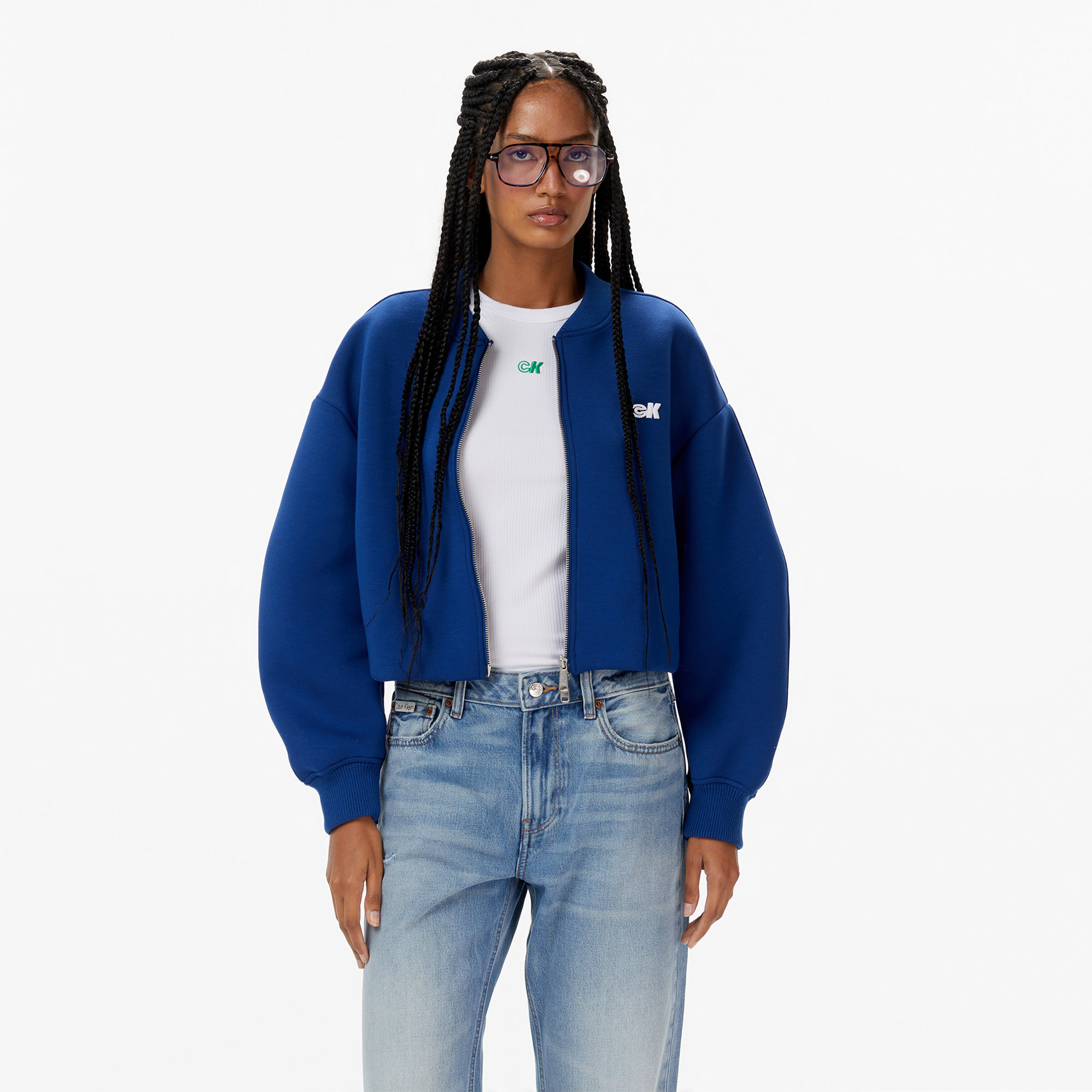 Calvin Klein Oversized Scuba Bomber Kadın Mavi Mont