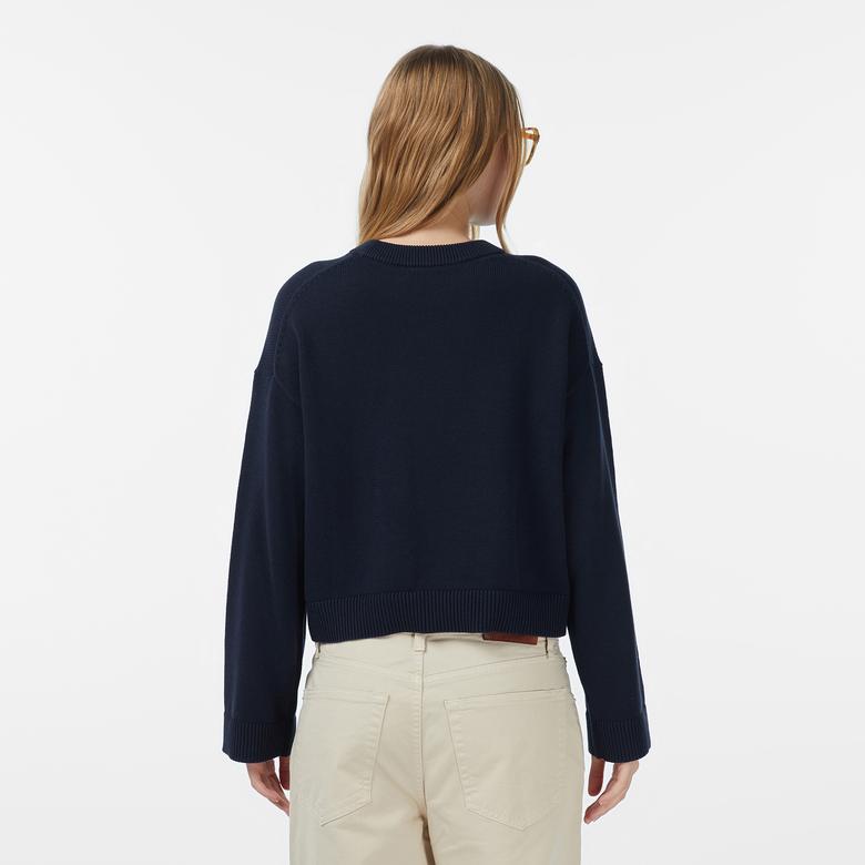 Calvin Klein Smooth Cotton Kadın Mavi Triko