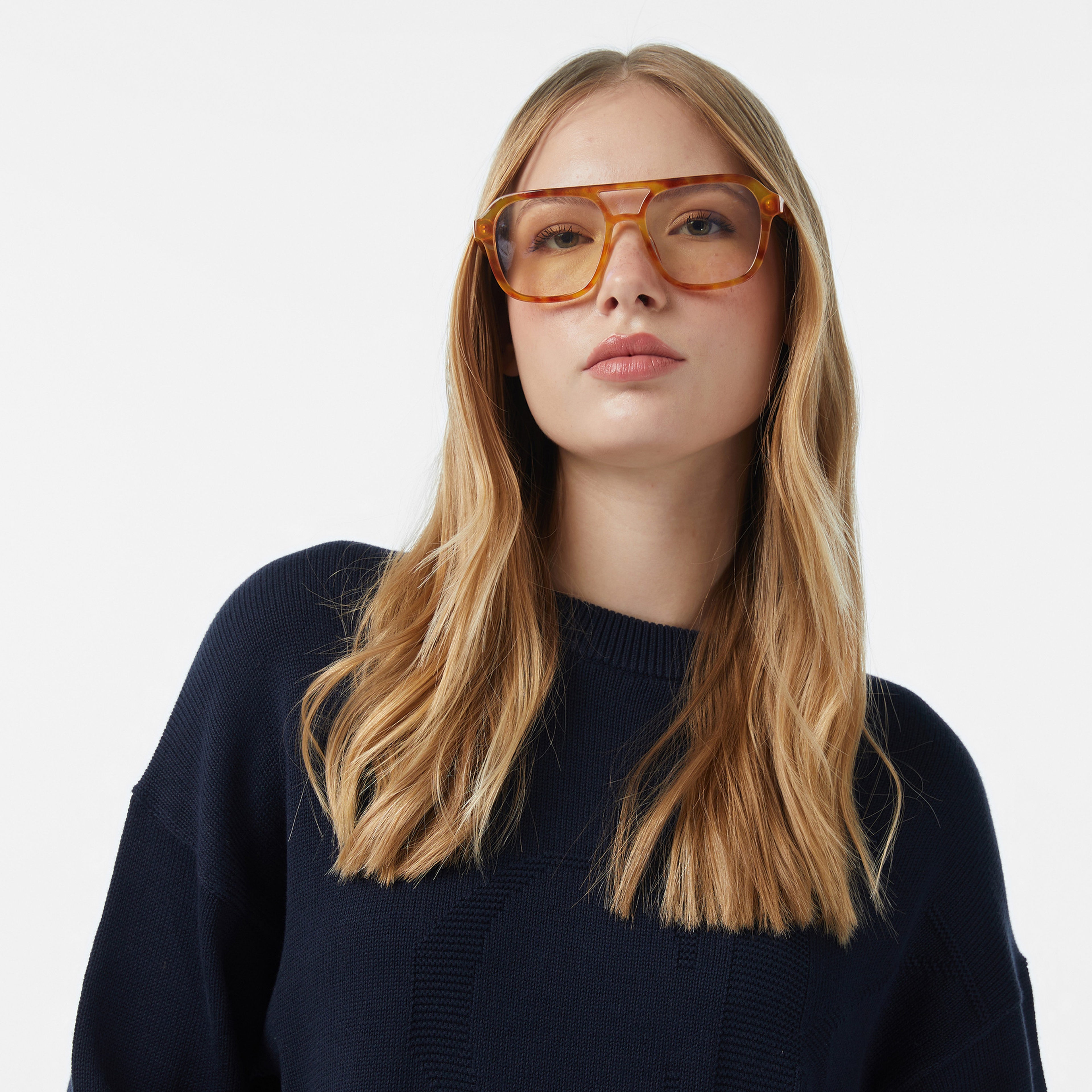 Calvin Klein Smooth Cotton Kadın Mavi Triko