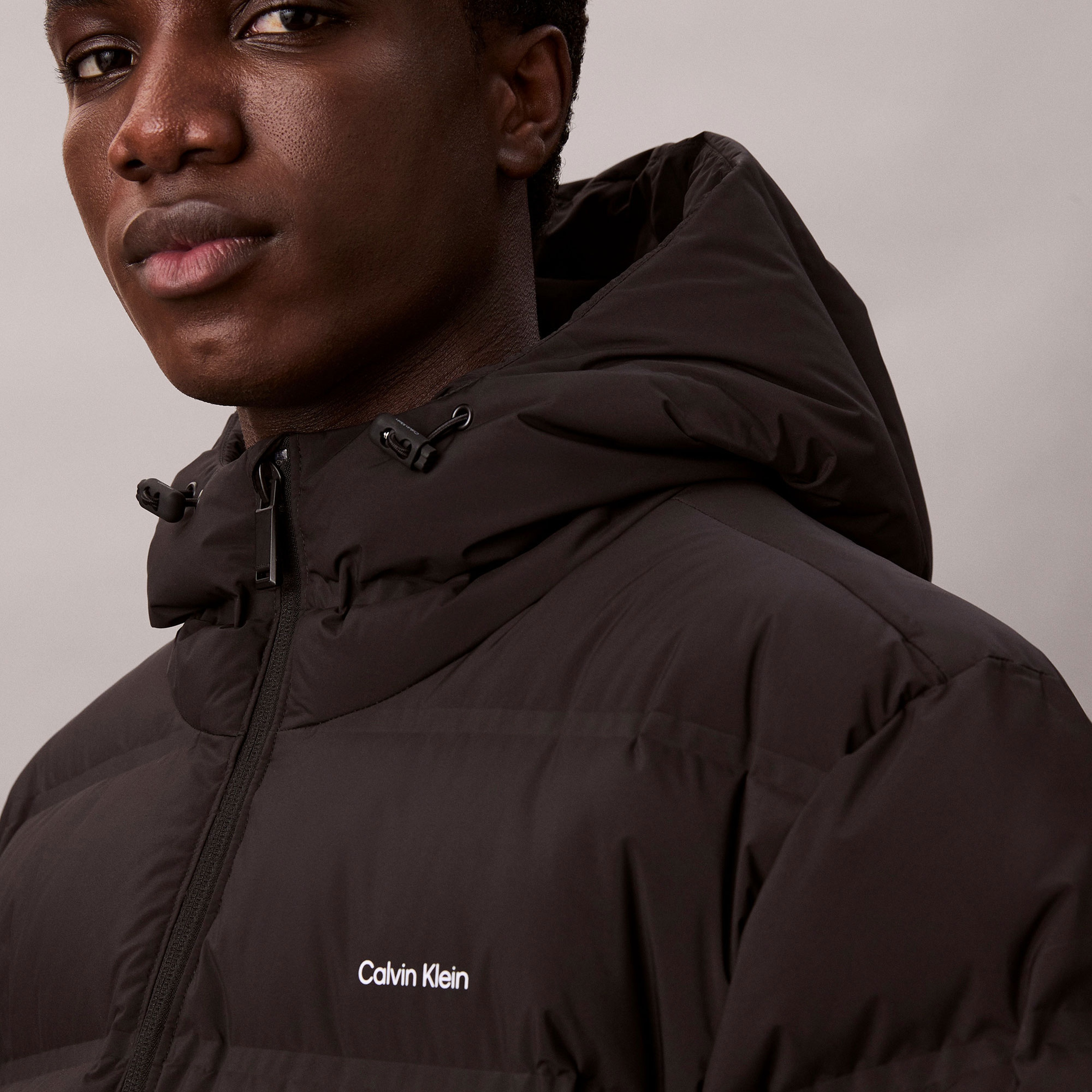Calvin Klein Bonded Long Hooded Erkek Siyah Puffer Mont