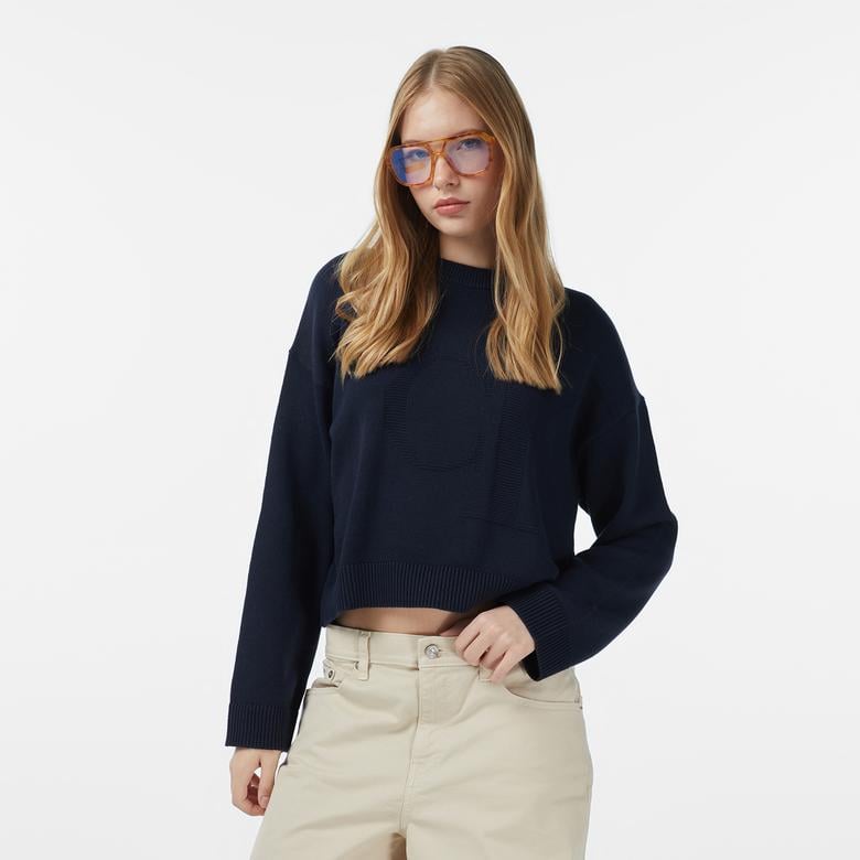 Calvin Klein Smooth Cotton Kadın Mavi Triko