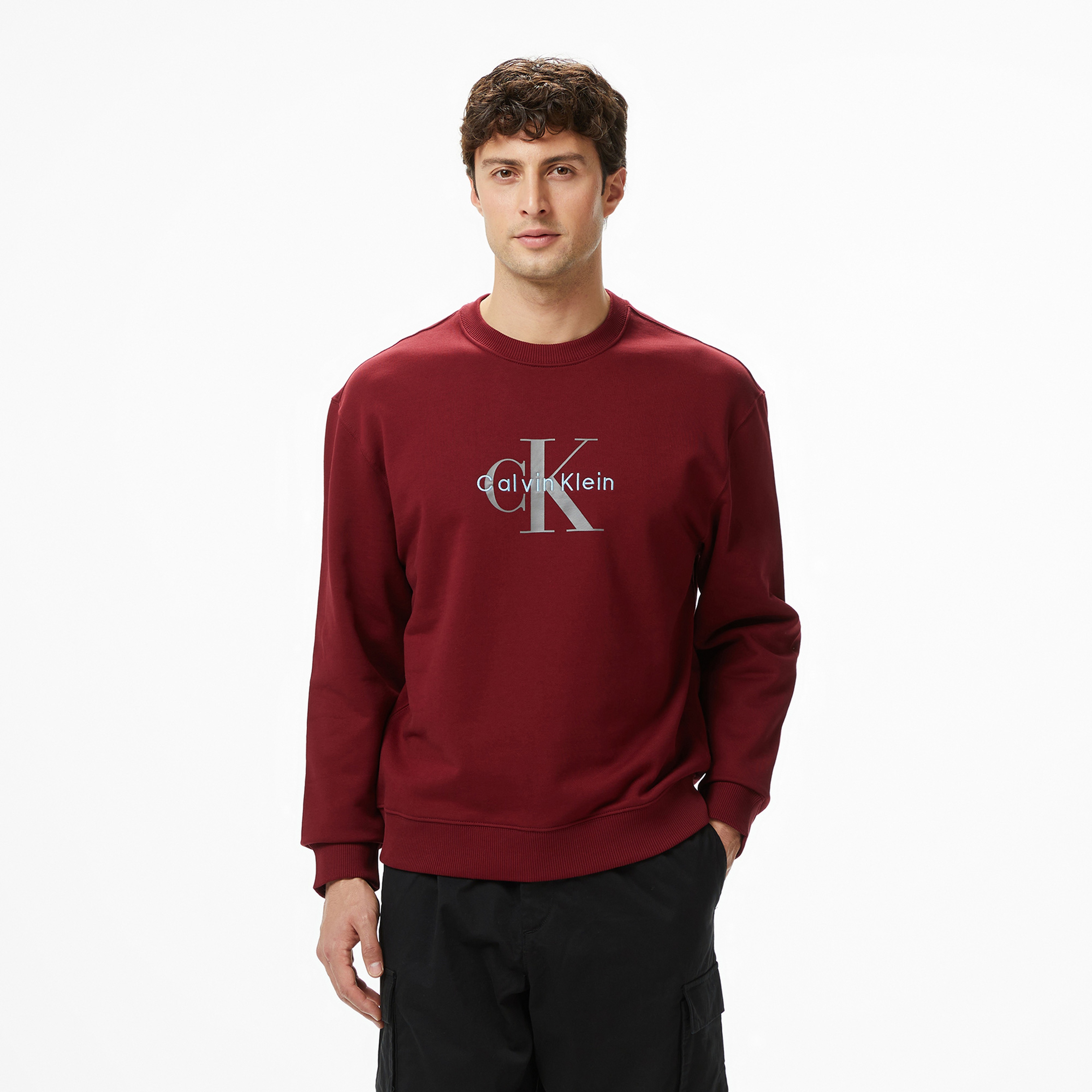 Calvin Klein Terry Monologo Erkek Kırmızı Sweatshirt