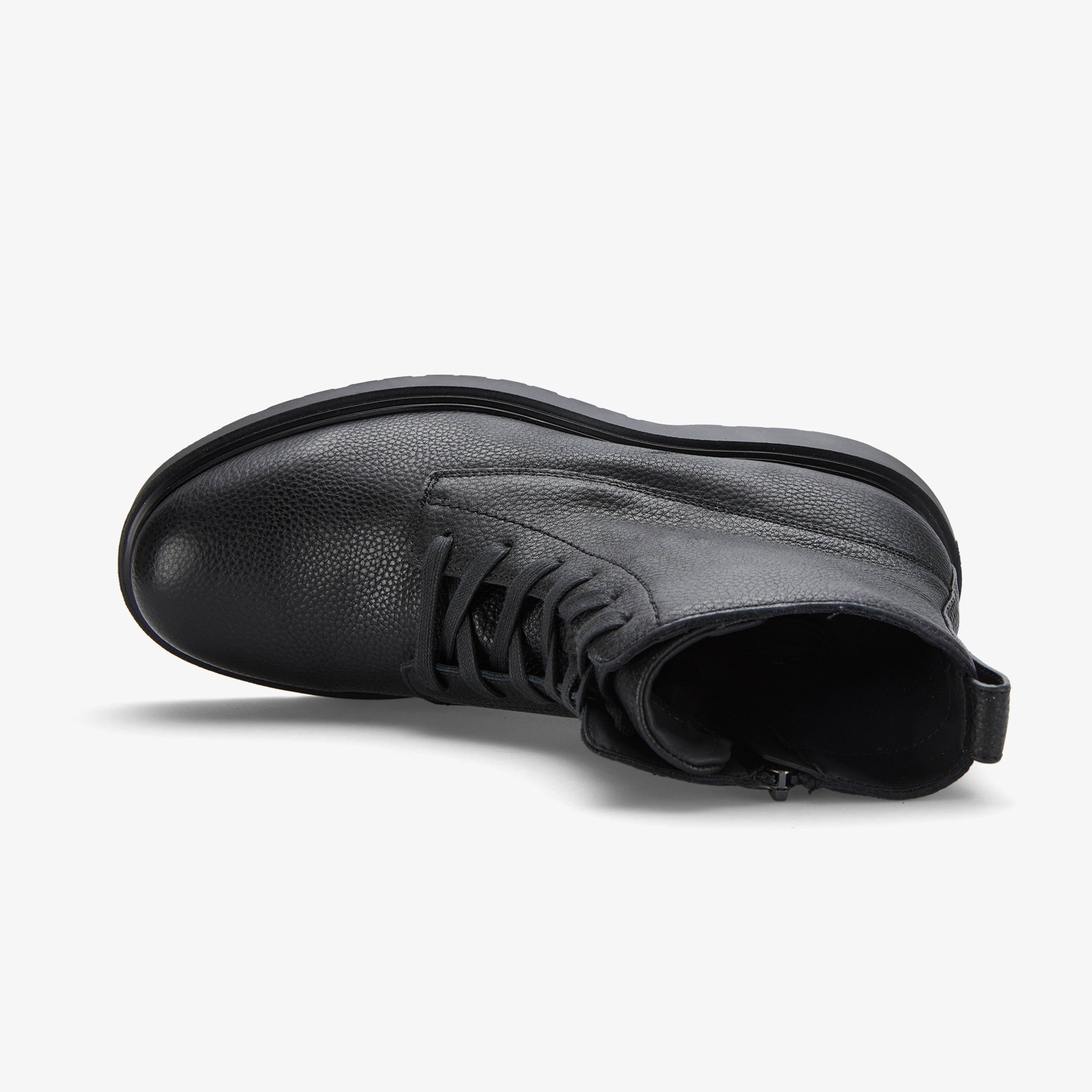 Calvin Klein Combat Essential Lace Up Zip Leather Erkek Siyah Bot