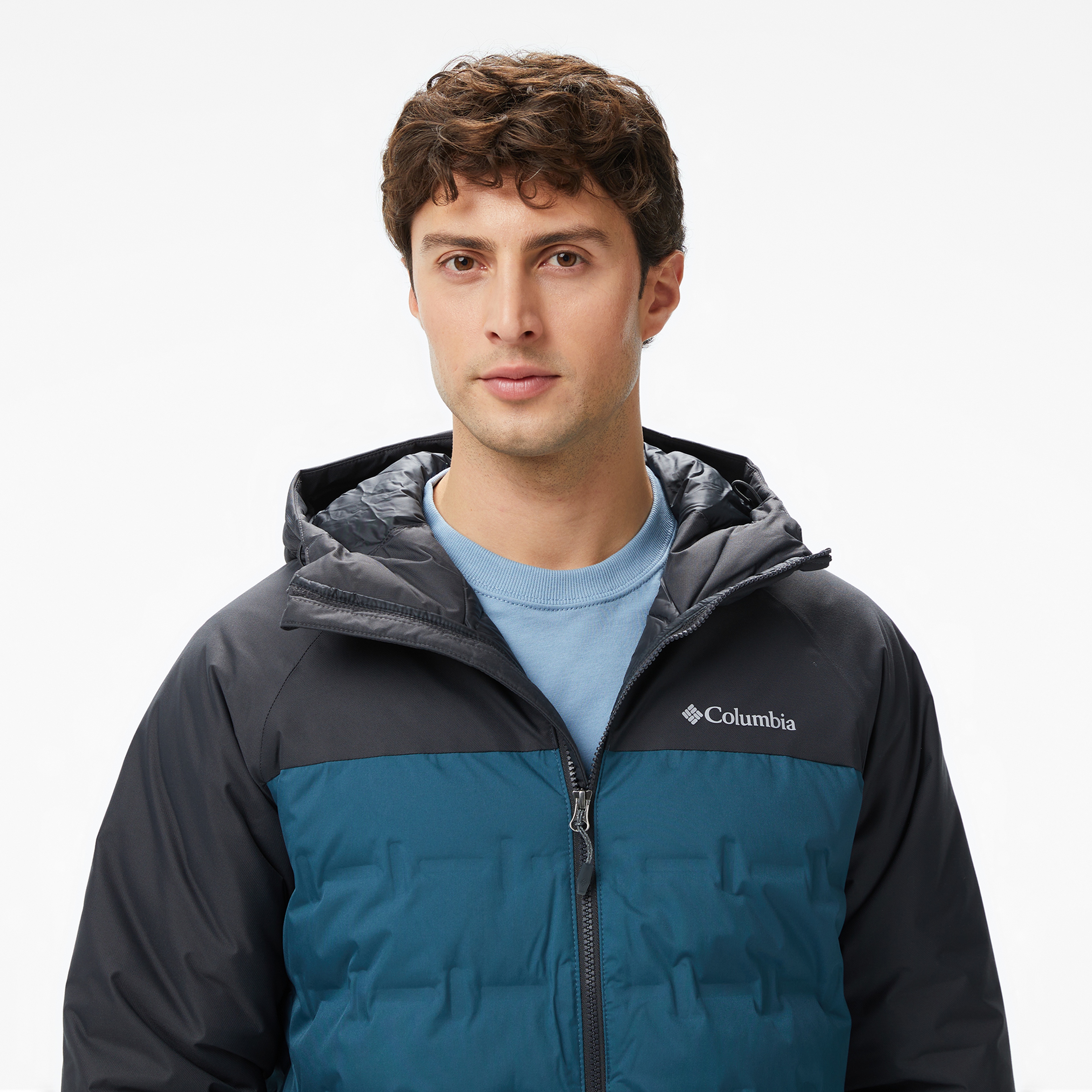 Columbia Grand Trek III Down Hooded Erkek Mavi Mont