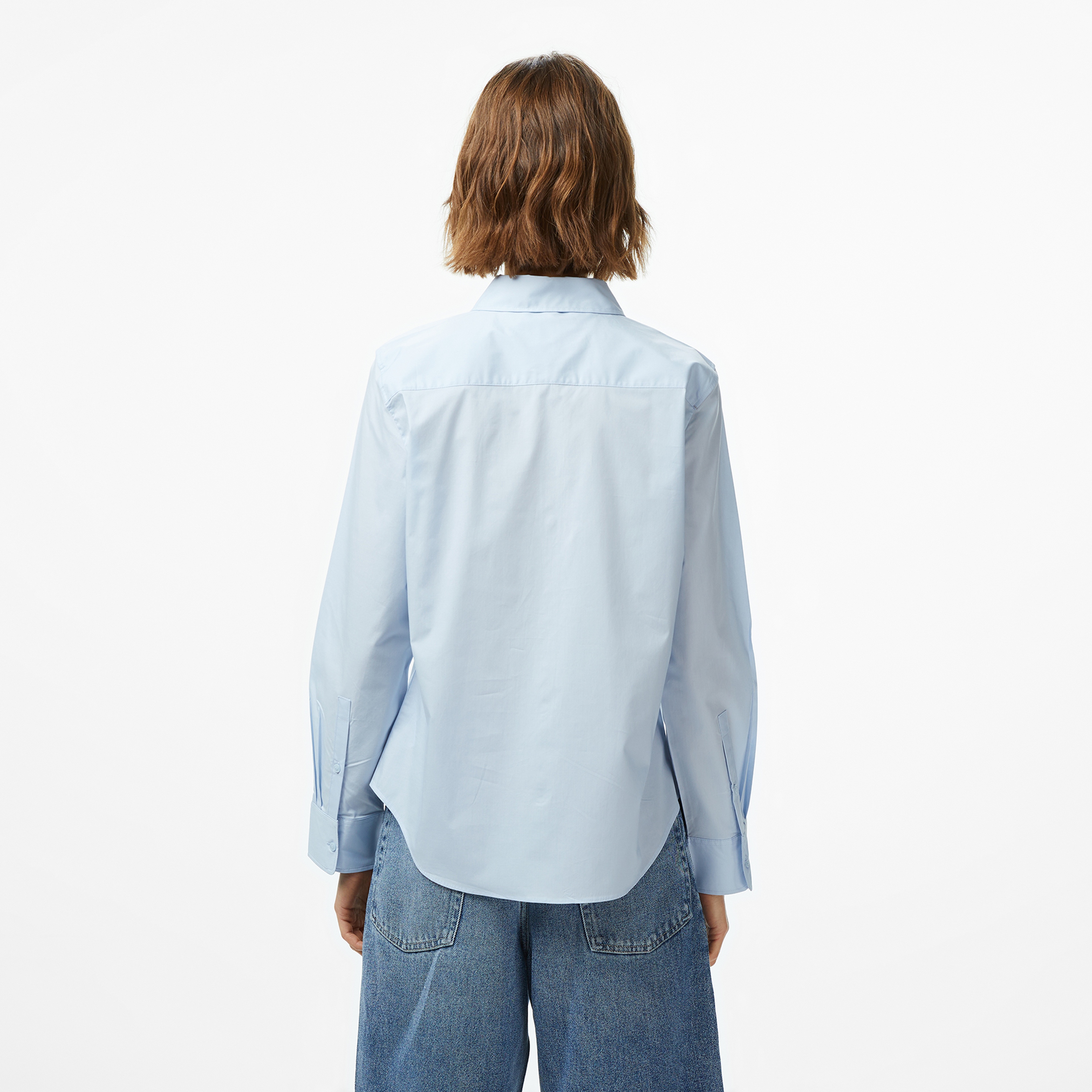 Tommy Hilfiger Essentials Poplin Regular Kadın Mavi Gömlek