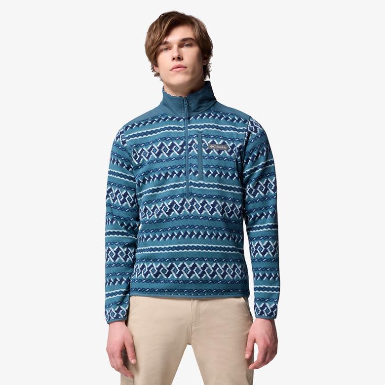 Columbia Sweater Weather Printed Half Zip II Erkek Mavi Polar Ceket