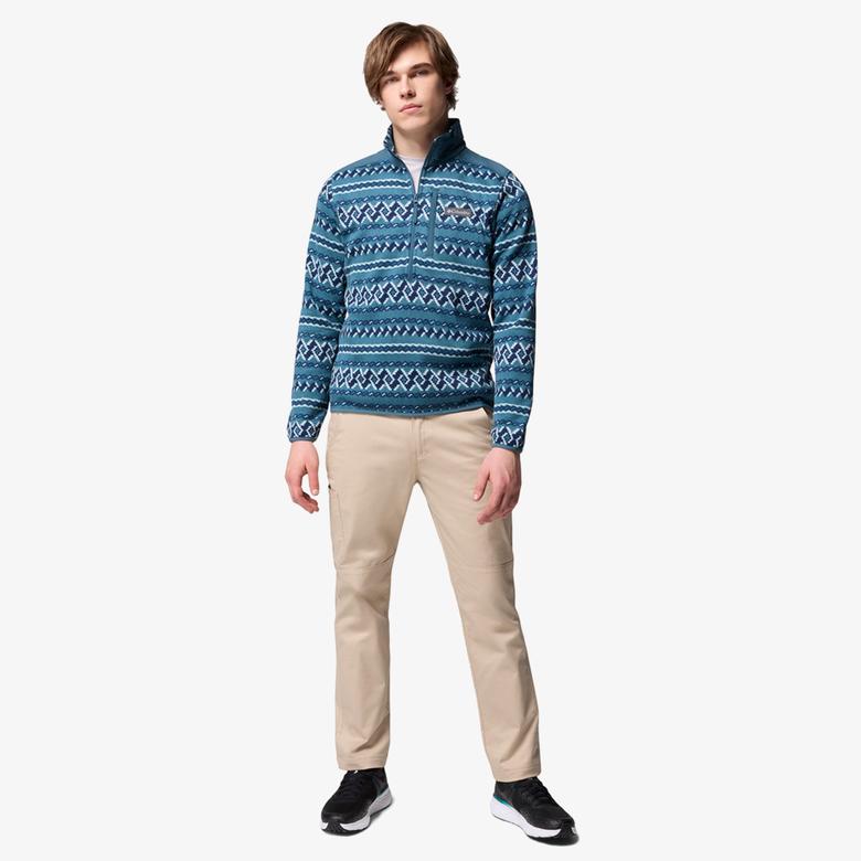Columbia Sweater Weather Printed Half Zip II Erkek Mavi Polar Ceket