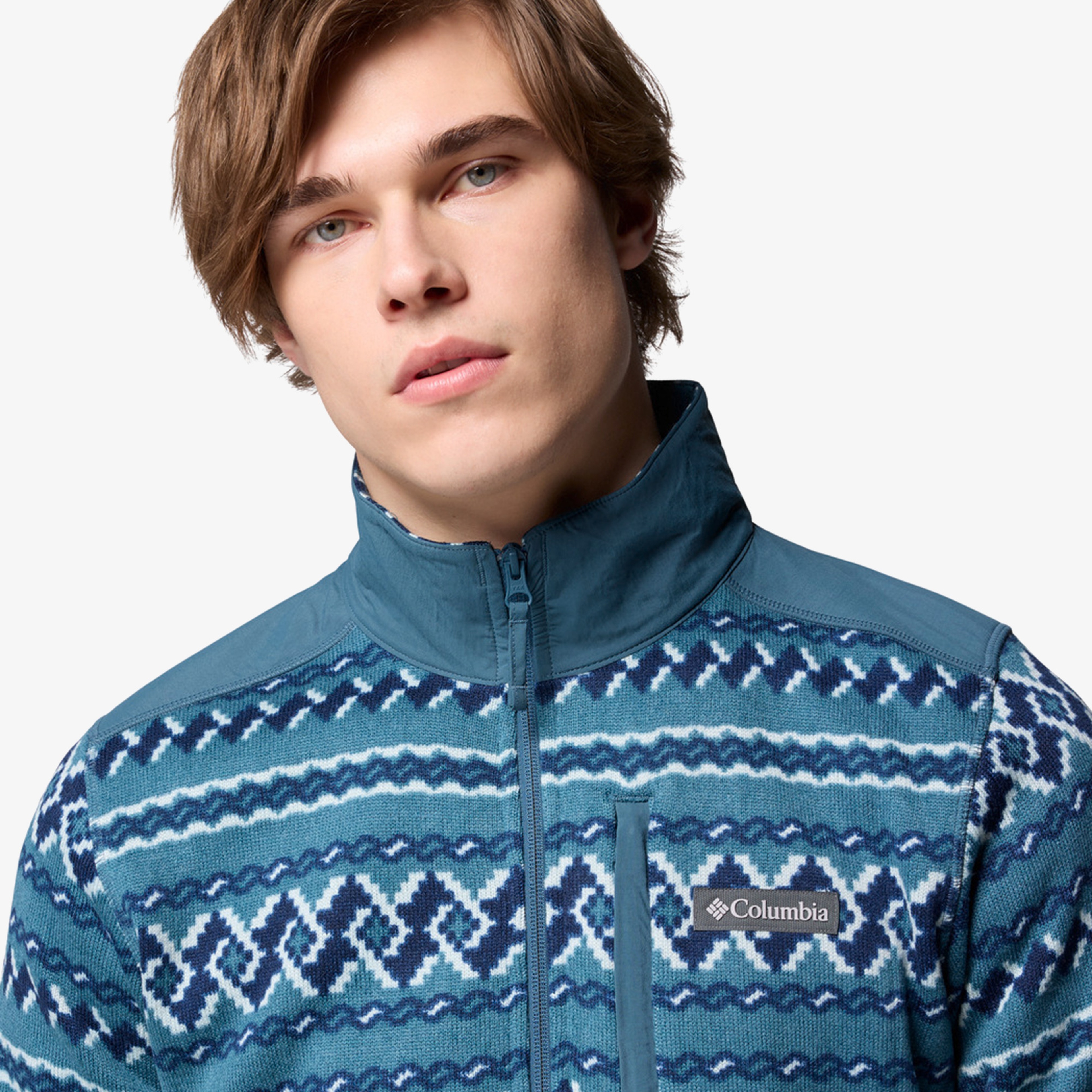 Columbia Sweater Weather Printed Half Zip II Erkek Mavi Polar Ceket