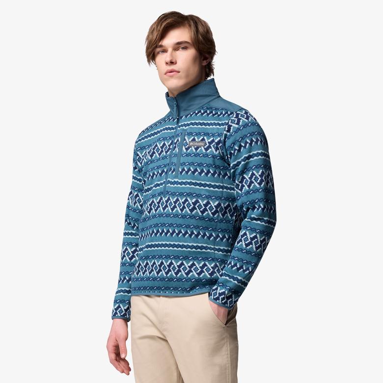 Columbia Sweater Weather Printed Half Zip II Erkek Mavi Polar Ceket
