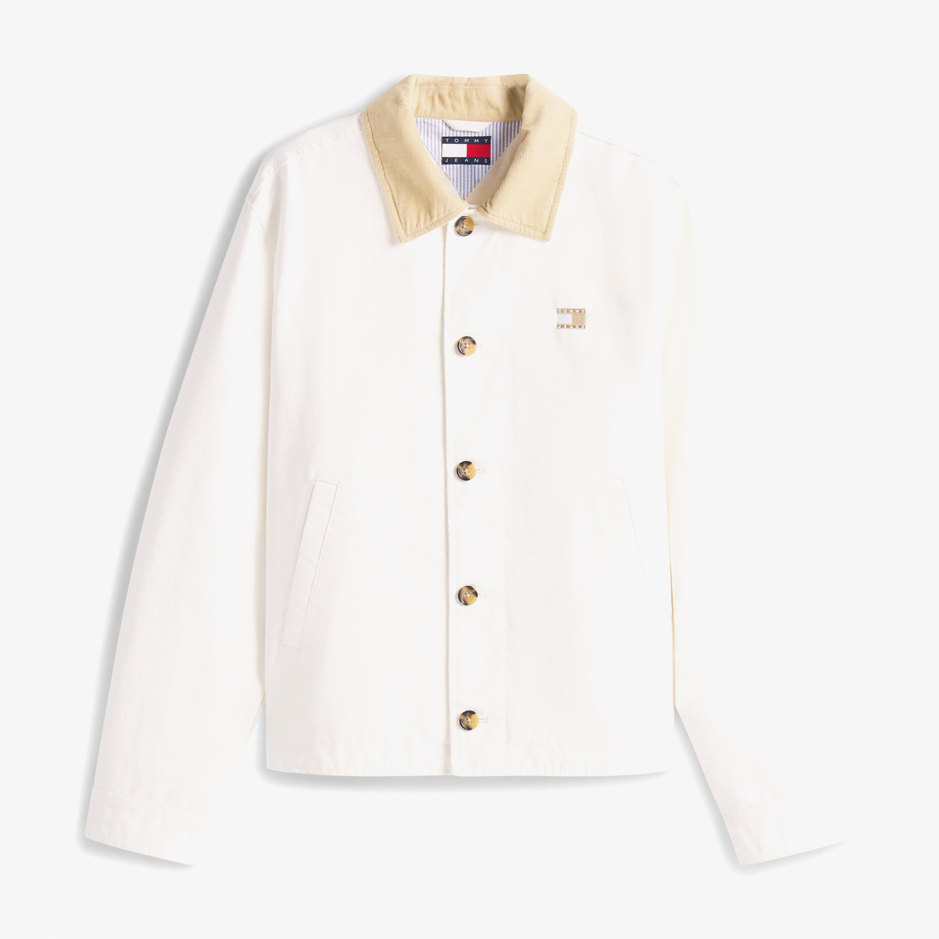 Tommy Jeans Cotton Chore Erkek Beyaz Ceket