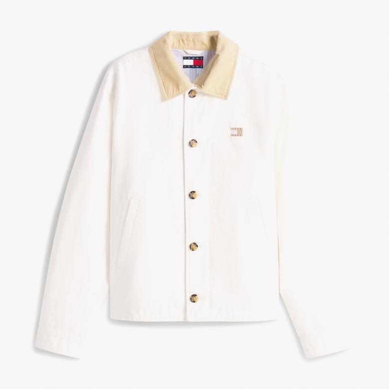 Tommy Jeans Cotton Chore Erkek Beyaz Ceket