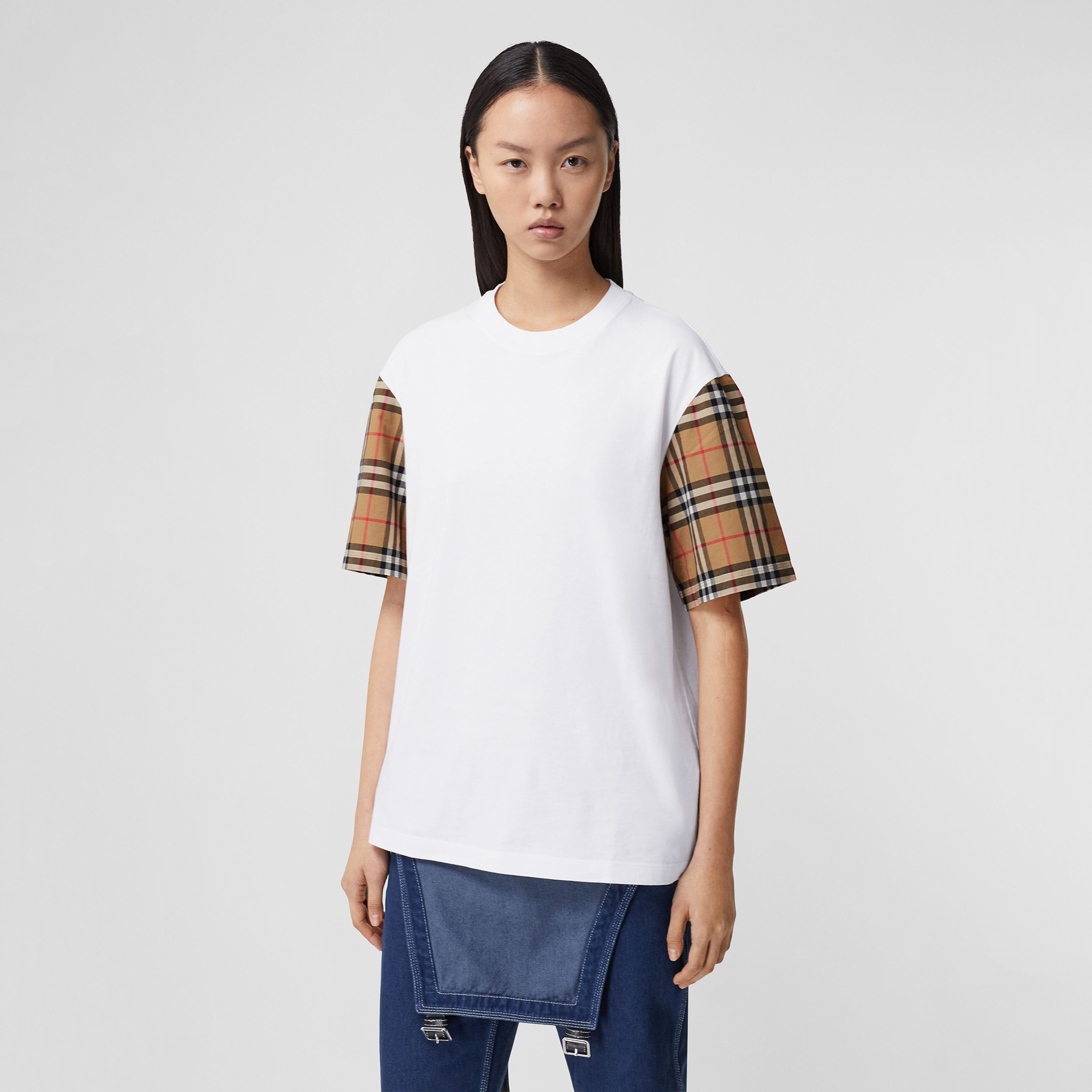 Burberry Serra Vintage Cotton Kadın Beyaz T-Shirt